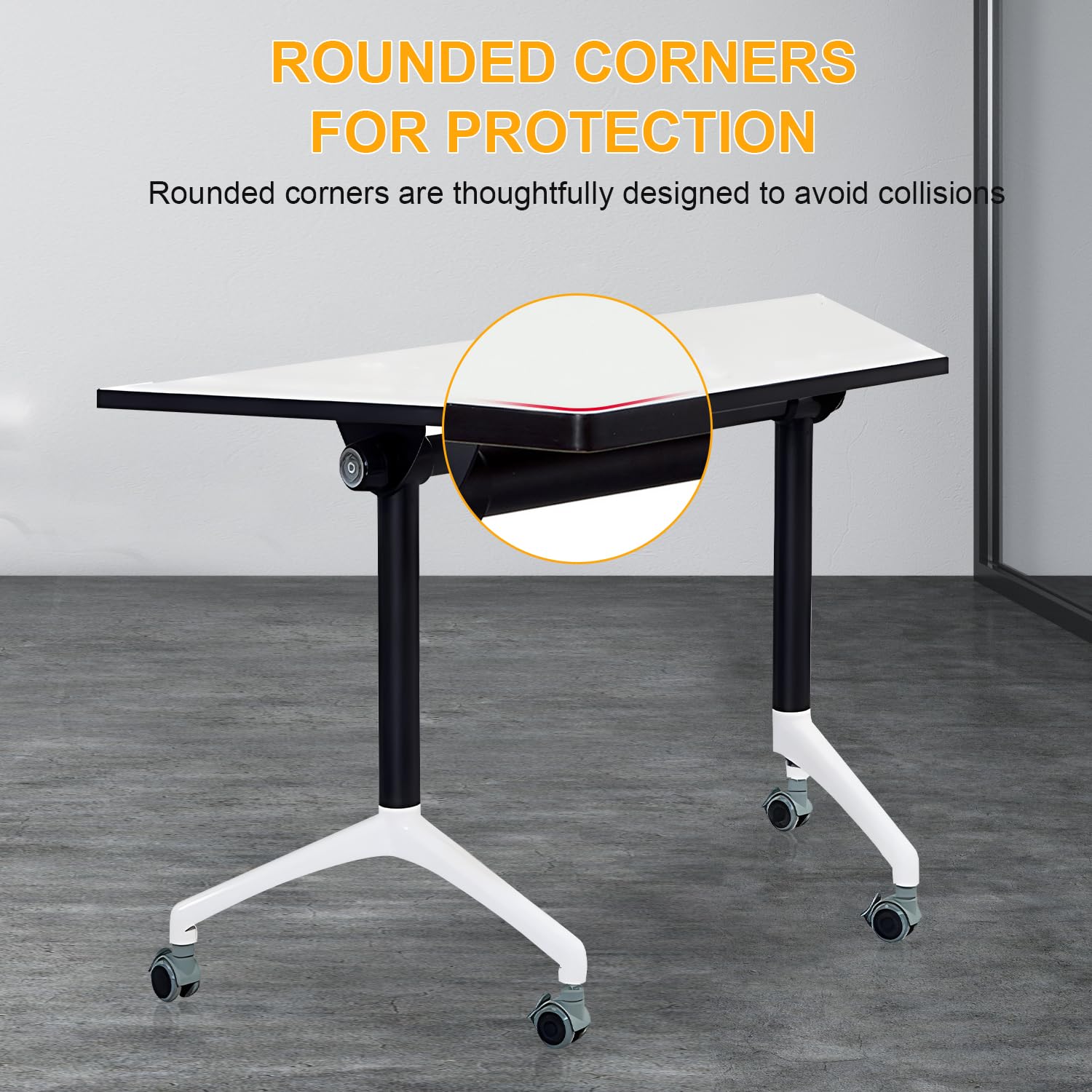 VORDERRY Conference Table Mobile Training Table with Silent Wheels Modern Flip Top Foldable Conference Room Table Rolling Meeting — view 5