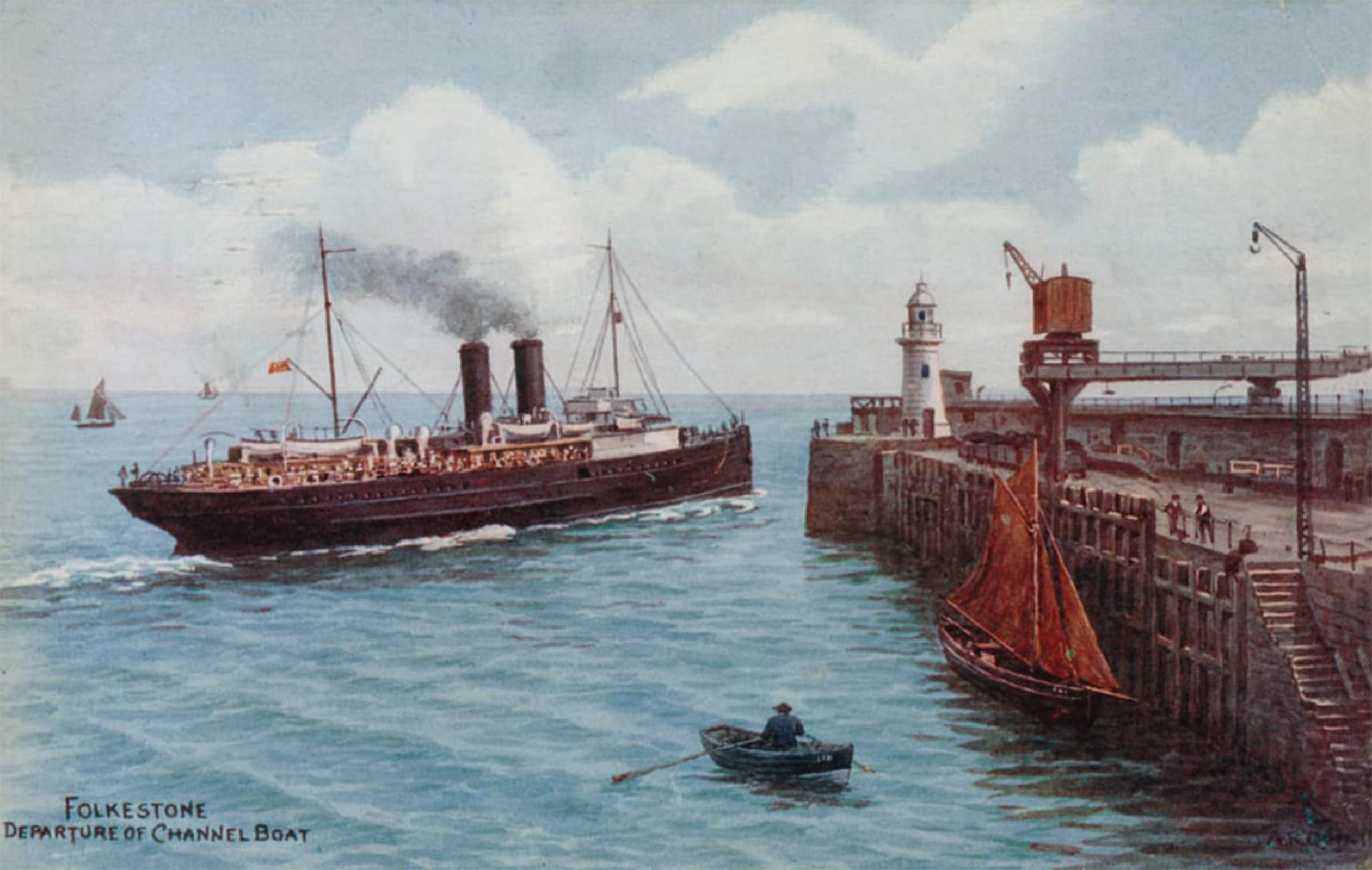 Affiche Toile Départ du bateau de Folkestone Robert Quinton 60x90cm