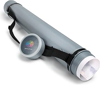 OfficeTree Tubo Portaplanos Plástico Plata - para Transporte y Almacenamiento - Tubo para Guardar Planos - Longitud y Co...