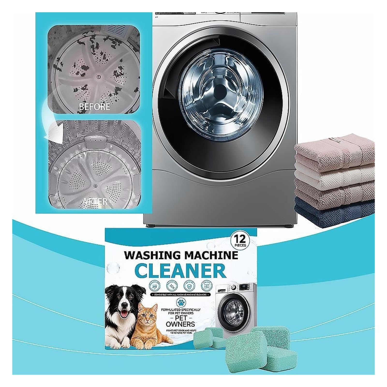 washing machine cleaner tablets Waschmaschinenreiniger-Tabletten gegen Tierhaargeruch(2pcs)