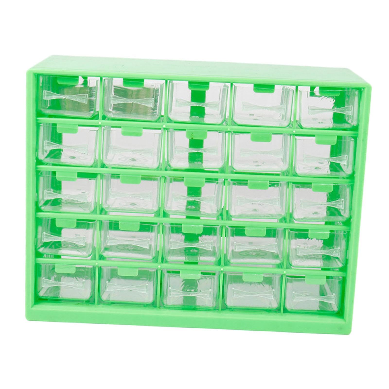 Organizer Componenti Armadietto Organizer Hardware con 25 Cassetti Contenitore Divisorio in PVC Resistente Porta Minuteria Adatto per Laboratorio, Verde