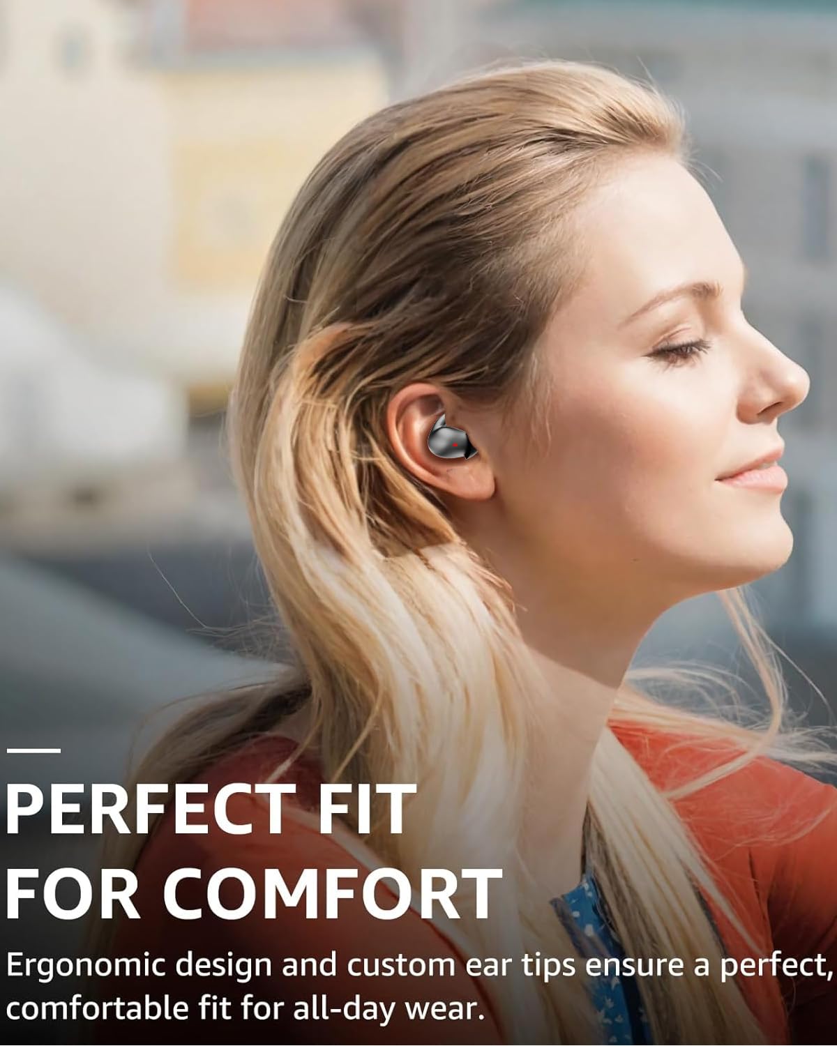 Auriculares inalámbricos para dormir, auriculares intraurales Bluetooth para dormir de lado, diseño único de cápsula espacial, cancelación de ruido, color beige