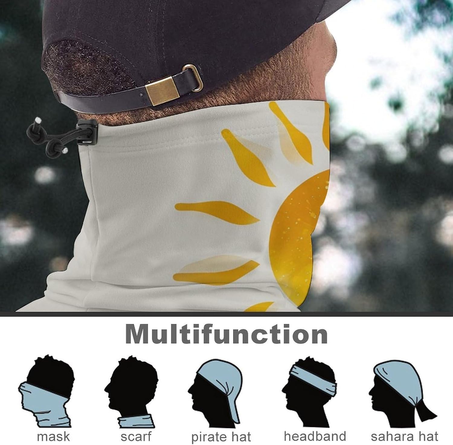 Neck Gaiter Abstract Art Golden Sunlight Face Cover for Men Women Cold Weather Scarf Breathable Face Mask Wind-proof Balaclava Face Mask for Skiing Fishing Hiking Cycling image 5