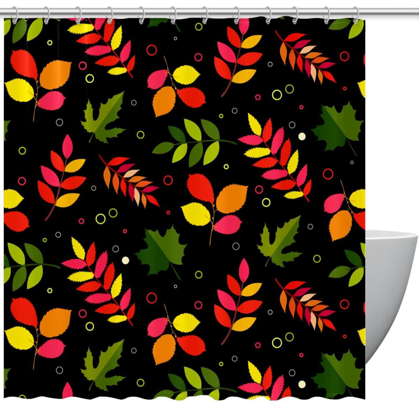Rideaux de douche à motif feuilles d'automne pour réveiller le style de votre salle de bain
