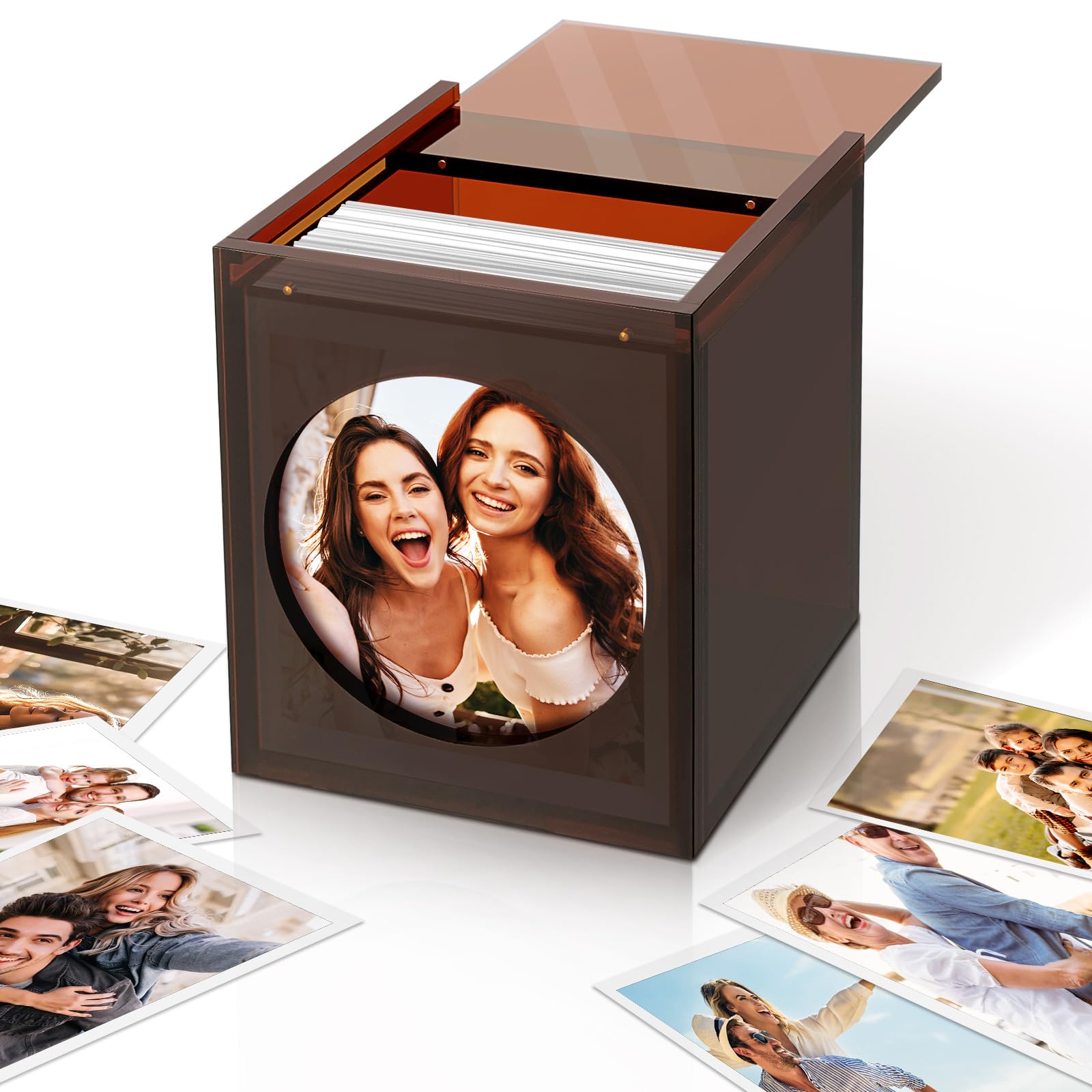 Acrylic Polaroid Picture Frame and Photo Storage Box with Magnetic Sliding Cover for Instax Mini Polaroid Film, 4.2’’x3.5’’ Instax Frame, Picture Frame,Wedding Guest Book Alternative for Reception