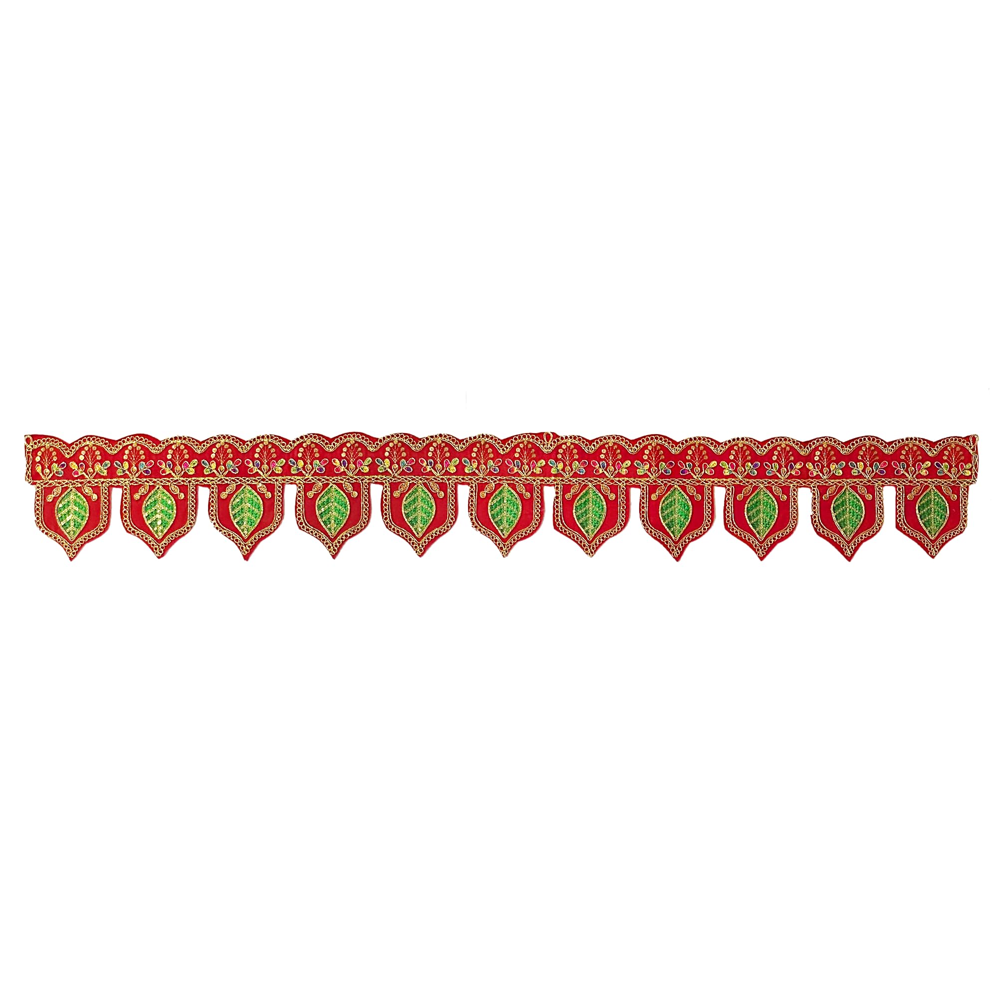 Shivam Handicraft Fabric Door Toran | Leaf toran | Traditional Art Handmade Bandarwal for Home| Puja Home Hangings Decoration| All Festival and Marriage Decoration, thoranam, torana