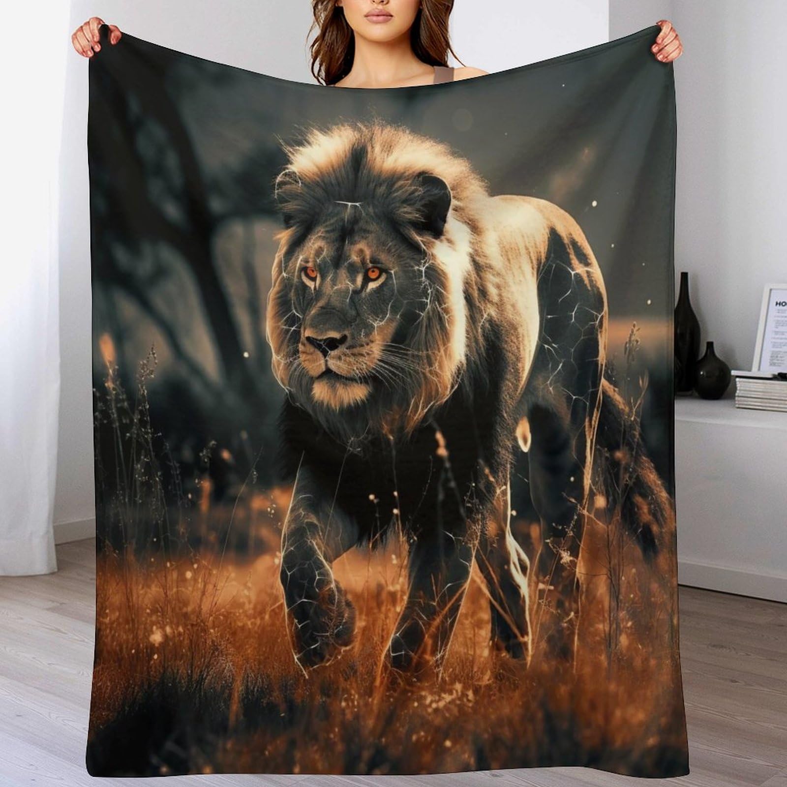 Couverture lion plaid canapé idéal pour vos soirées hivernales cocooning en famille