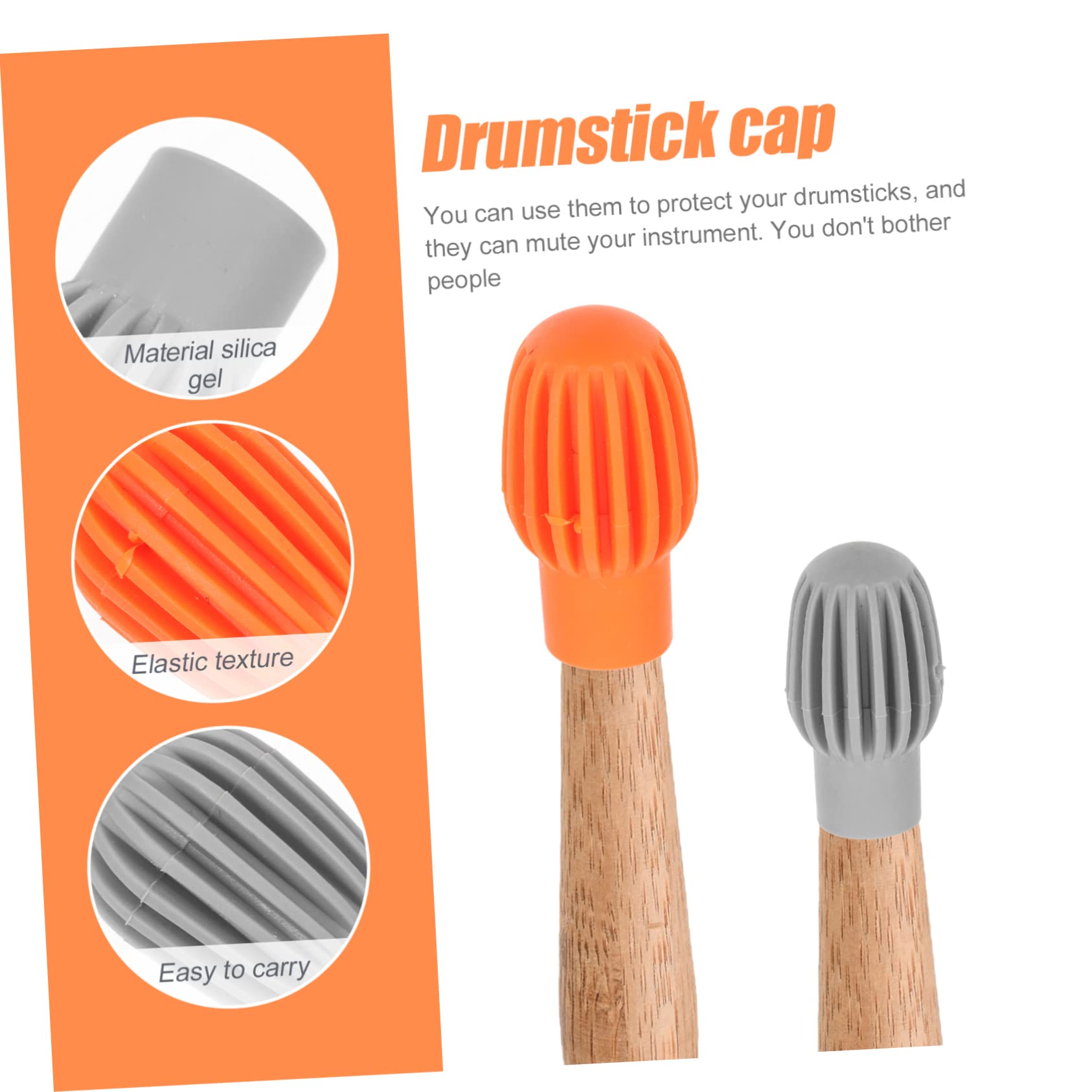 GALPADA 4Pcs Drumstick Covers for Mute Protection Lightweight and Portable Drum Practice Accessory Elastic Drum Stick Protectors for Enhanced Sound Control