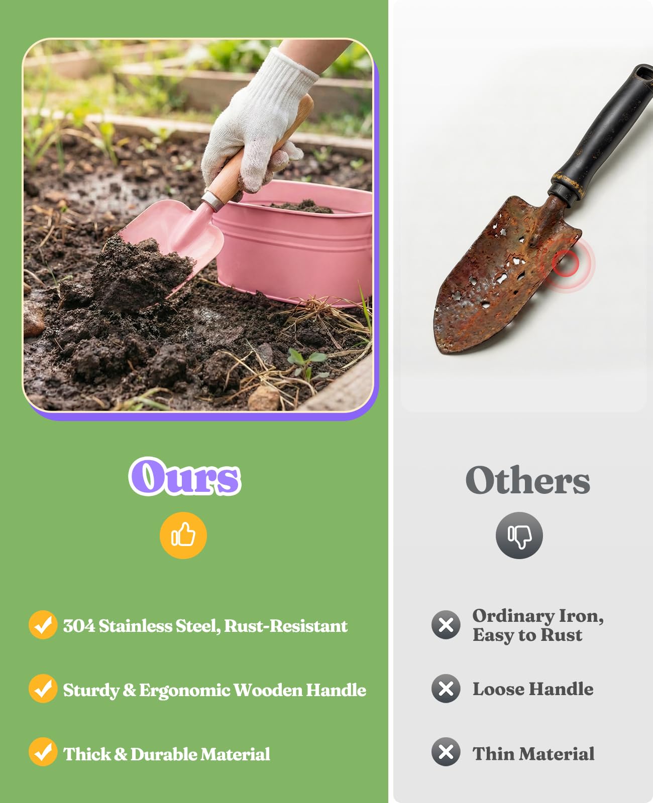 Kinder-Gartenset, kindersicheres und Robustes Werkzeug für Spaß im Freien, Kreativität zu fördern (Rosa)