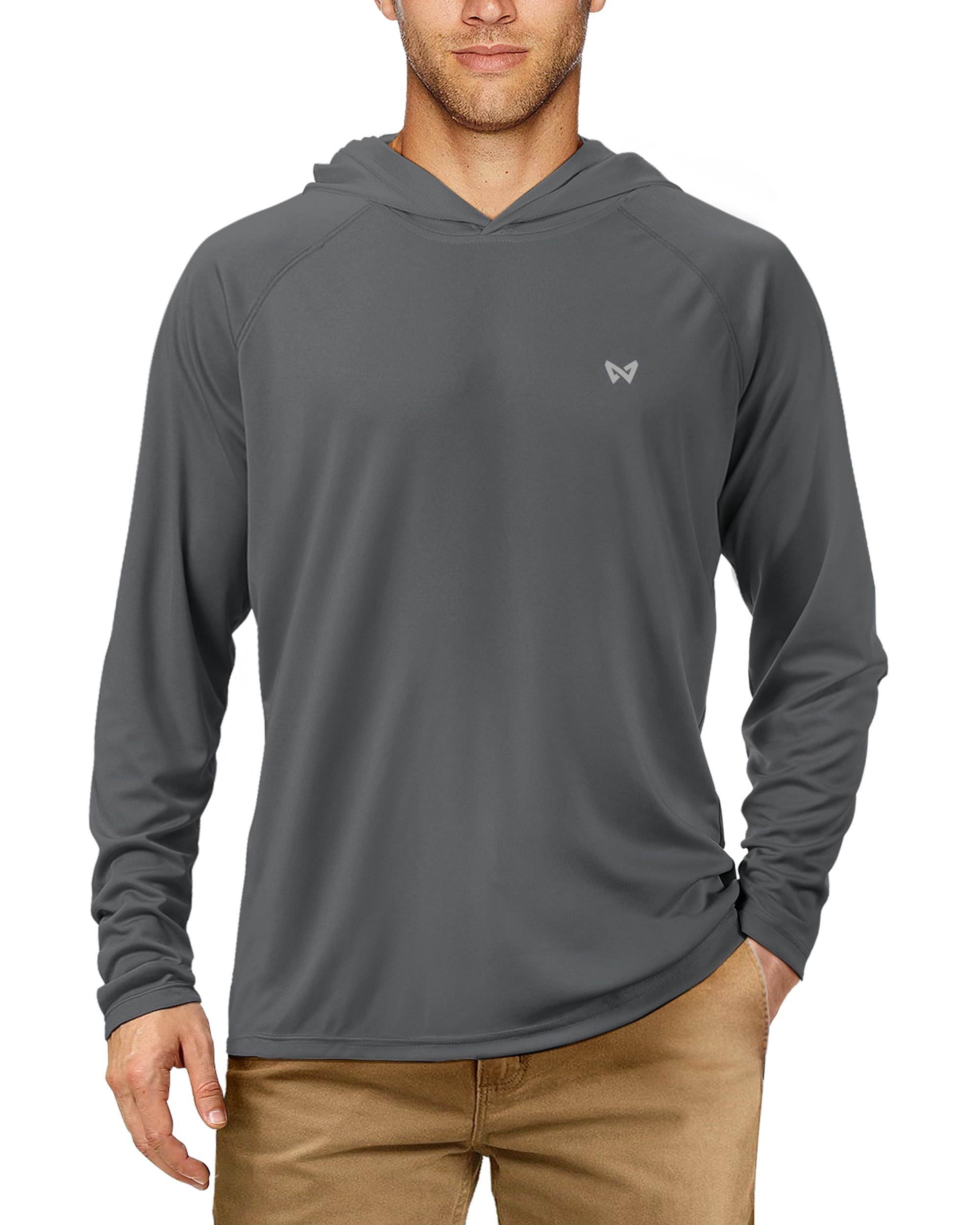 WISMBOX Herren Sun Hoodie UV Shirt Langarm, UPF 50+ Sonnenschutz Rashguard Sportshirt, für Wassersport Angeln Outdoor Sommer