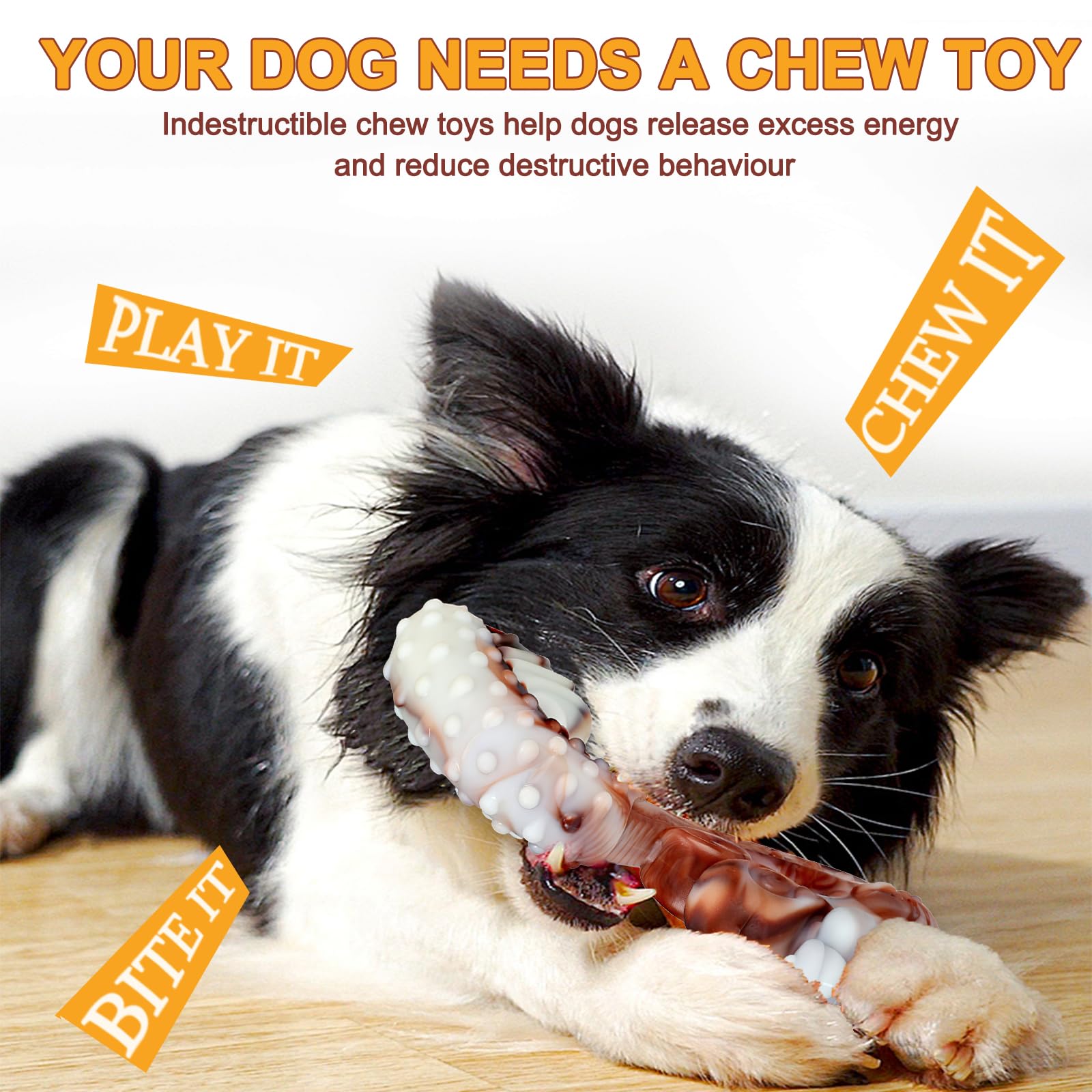 Herspany Indestructible Dog Chew Toy, Tough Beef-Flavored Nylon Chew for Aggressive Chewers - Image 2