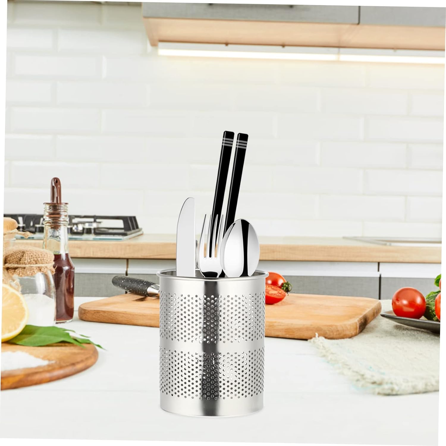 Ciieeo Hanging Chopsticks Holder with Ventilated Drying Rack and Hook Kitchen Utensils Organizer for Efficient Tableware Storage