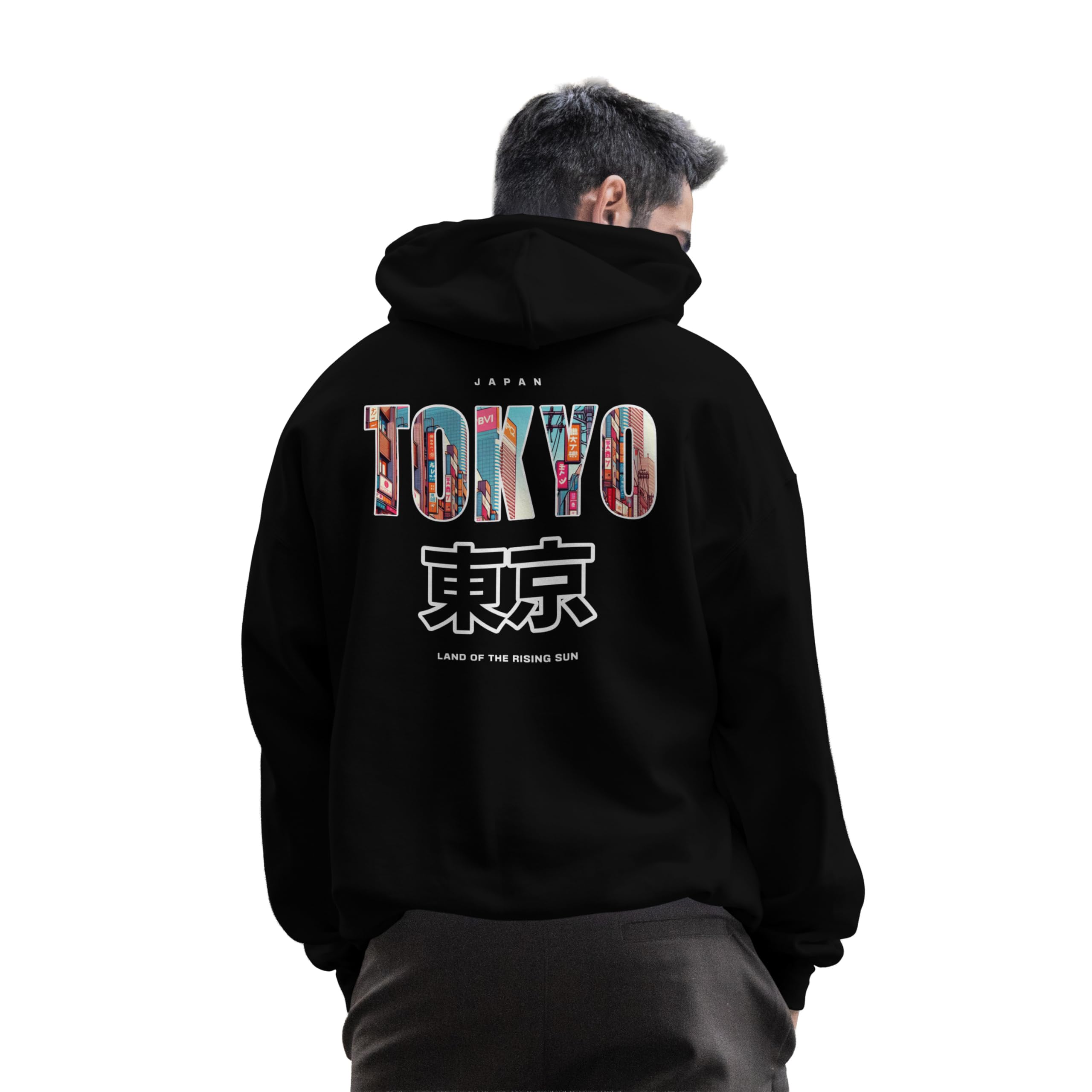 Tokyo Nights Heavy Cotton Hoodie, Premium Oversized Streetwear, Unisex Black, 350 GSM, Japan-Inspired Design-image-33