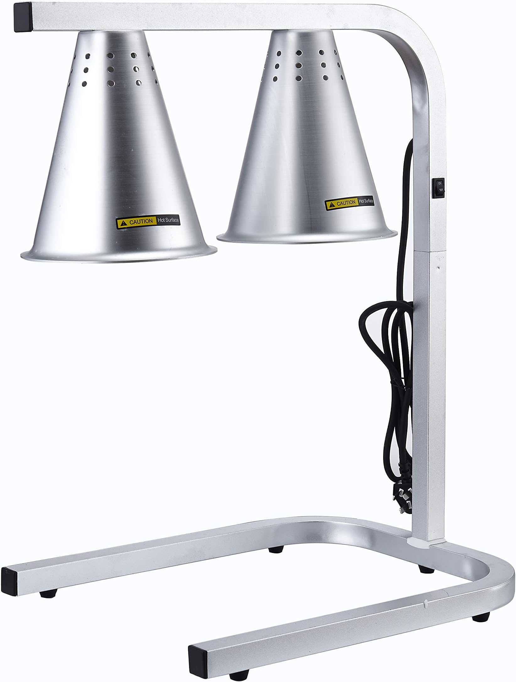 Double Head Food Heat Lamp, With 2 Heat Lamp Bulbs For Food Service Free Standing 120V Commercial And Household Use- Adjustable - Silver Aluminum Material With Scratch-Resistant Finish. By ChefMaid