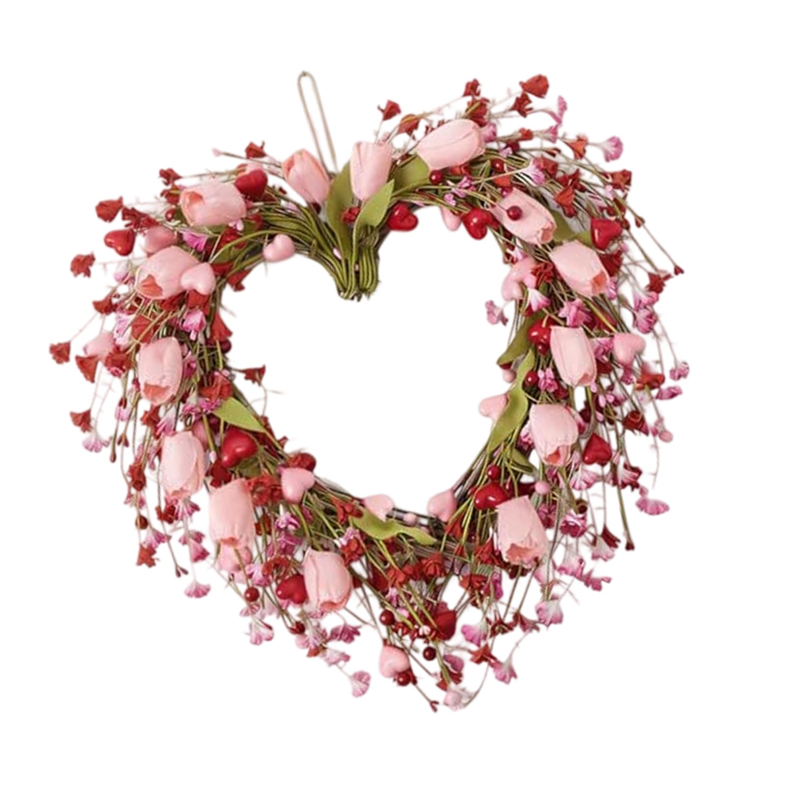 Beautiful Artificial Tulips Heart Wreath for Valentines Day Wedding Party Decor Lover ' s Flower Heart Wreath