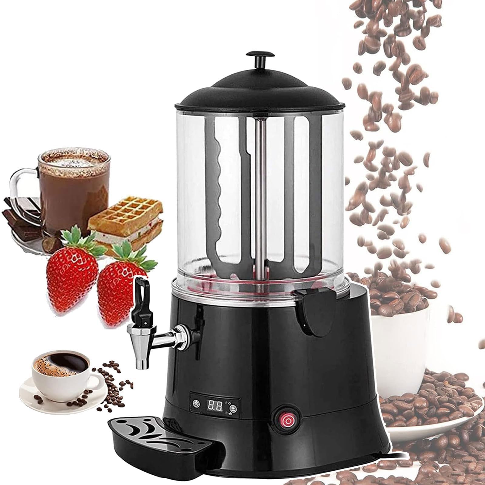 HCZKIUJY Hot Chocolate Machine, Dispenser Warmer with Faucet, 86-194℉ Temperature Control, Beverage Melting Dispenser for Heating Milk Tea (10L)