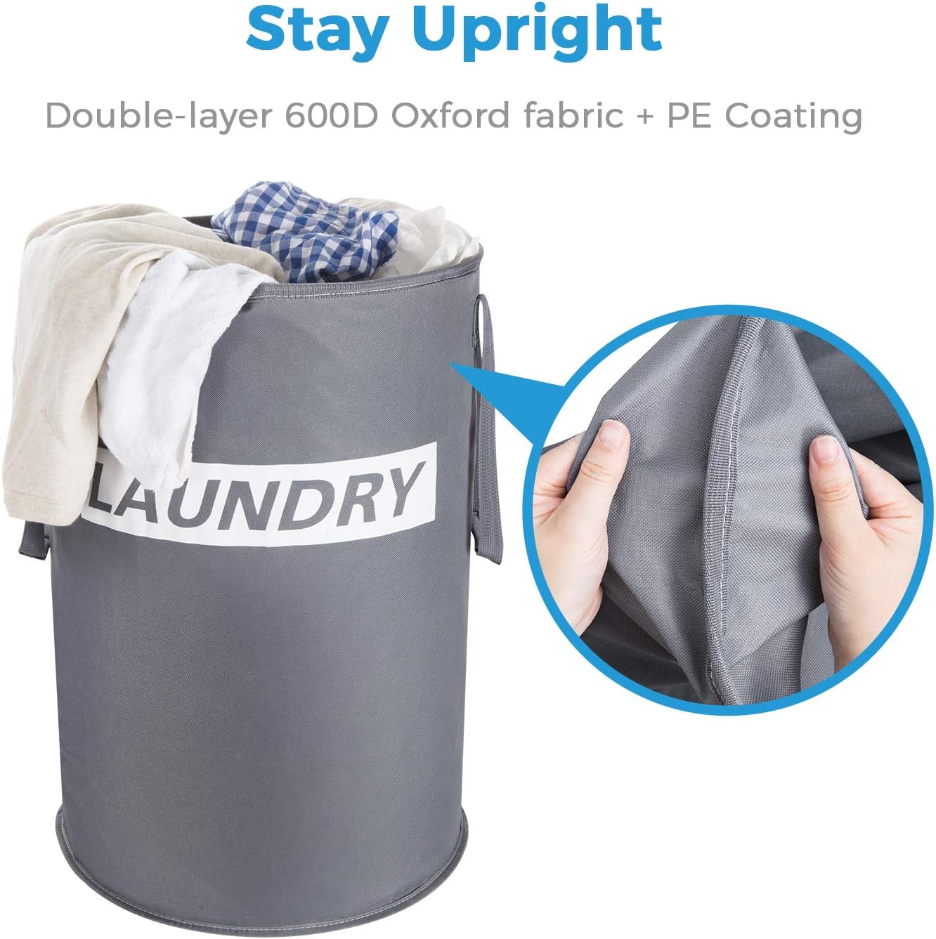 Lifewit Laundry Hamper Collapsible Freestanding Dirty Clothes Laundry Basket Durable Oxford Fabric Foldable Portable Washing Bin, 75L, Grey