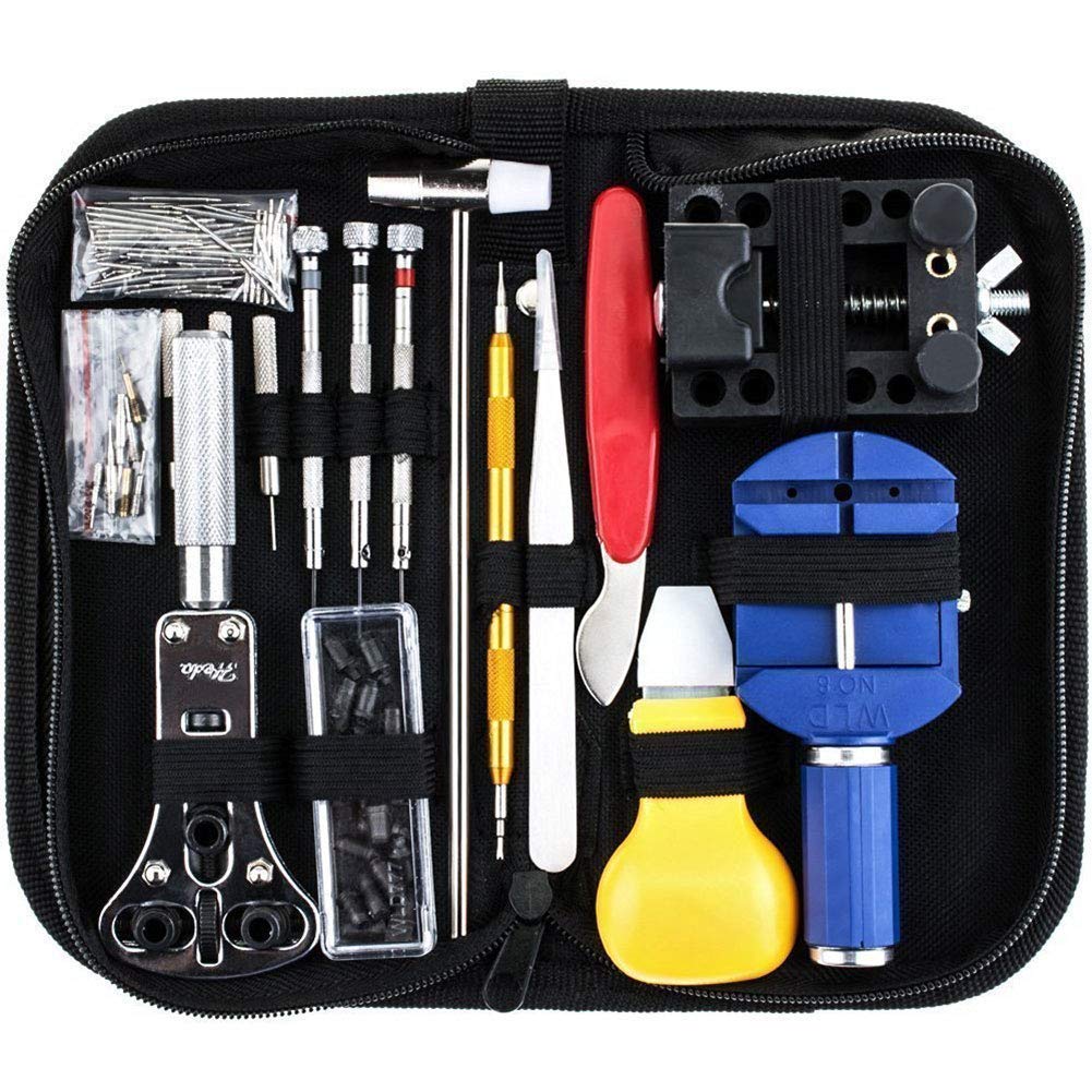 Kit de reparación de relojes - 147 piezas/juego de herramientas Kit de herramientas combinadas para desmontar pulseras y abridores de relojes - Reemplace las herramientas de la batería del reloj con e
