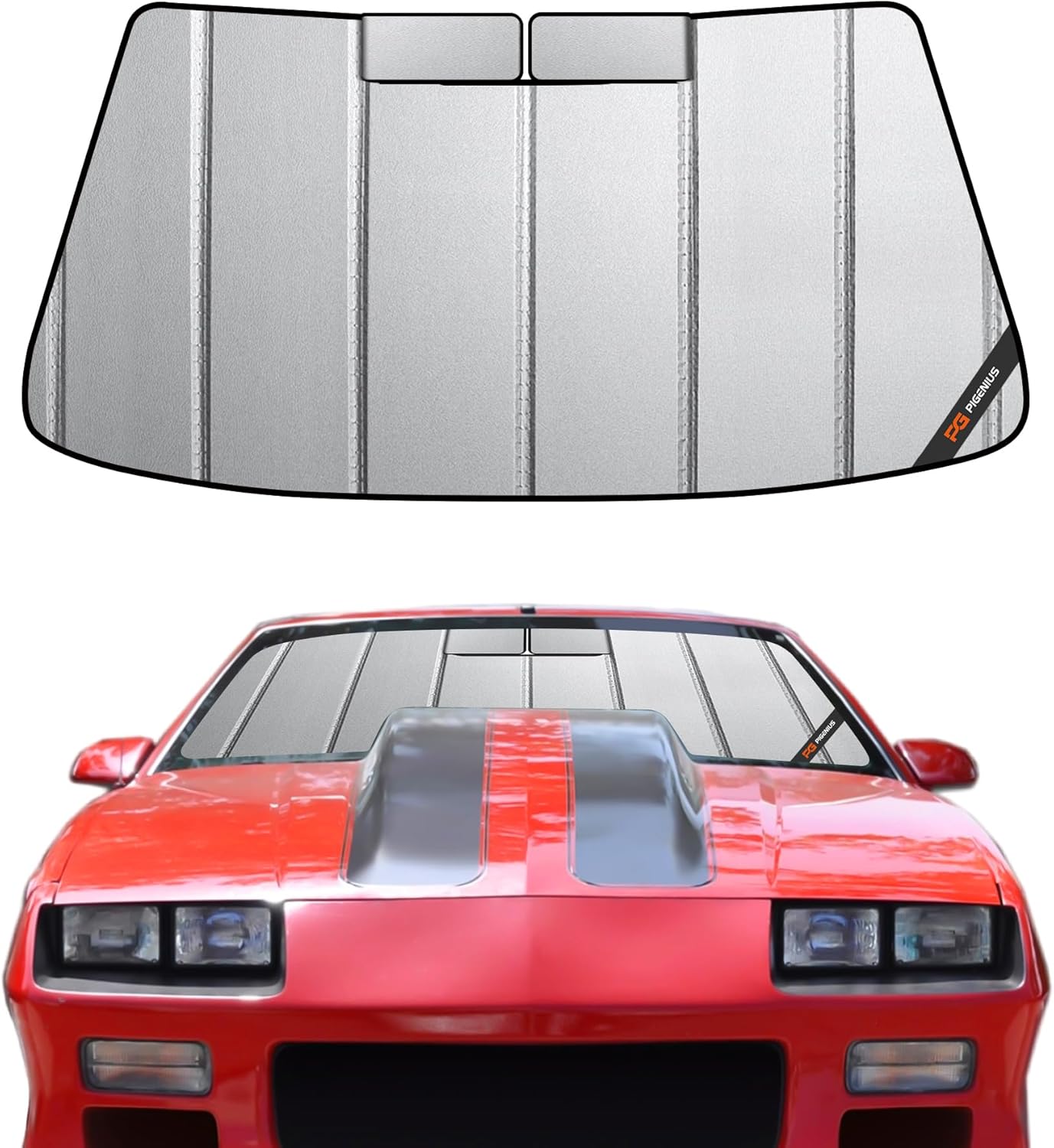 Windshield Sunshade for Chevrolet Camaro Coupe 1982-1992, for Pontiac Firebird Coupe 1982-1992, Custom Fit Front Window Sun Shade - Safeguard Upgraded