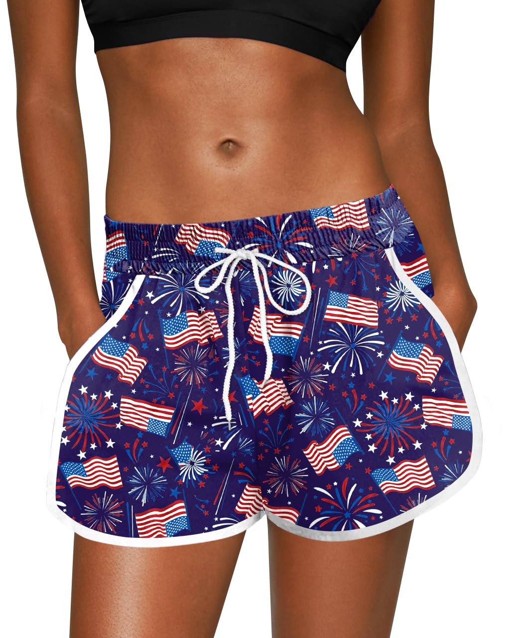 For G and PL Women Summer Floral Beach Boardshorts with Pockets Swim Trunks