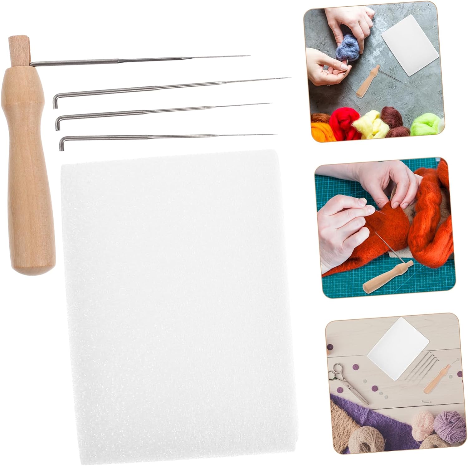 GARIOUANS Wool Felting DIY Tool Kit Needles Needle Felting Pad and Craft Pin Cushion for Beginners Foam Work Surface