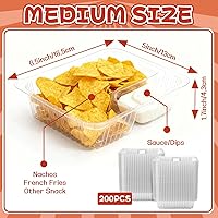 Vista 3 de Vmiapxo 200 bandejas de plástico para nachos de 12 onzas, contenedor desechable de 6.5 x 5.1 pulgadas, 2 compartimentos para aperitivos y salsas