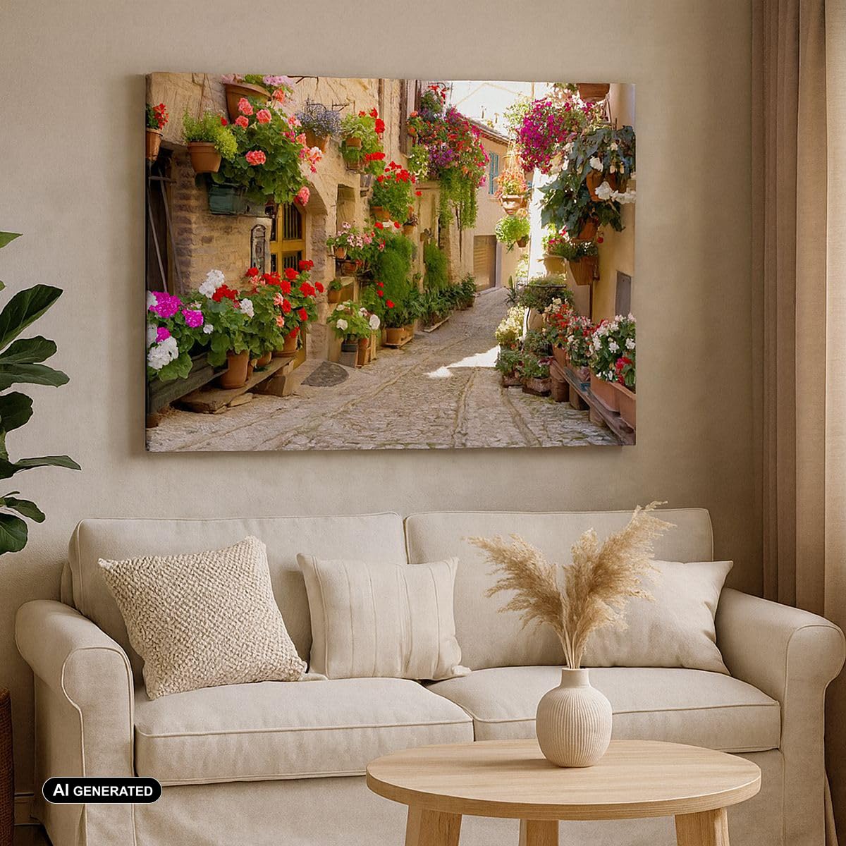 Quadro su Tela 70x50 cm Stampe da Parete Architettura Botanica - 3586 | Fiore Strada Casa Quadro Decorativo Piccolo 1 pezzo Soggiorno Camera da Letto Arte da Parete Decorazione da Parete ARTTOR