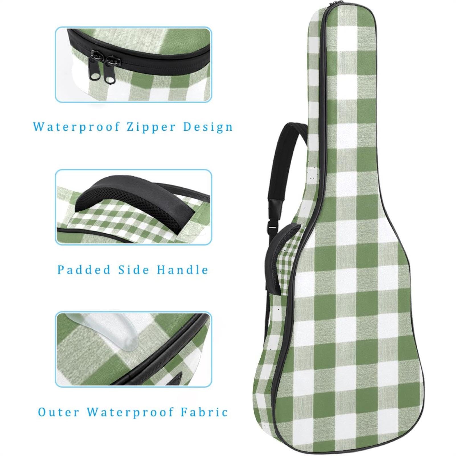 Tasche für Akustikgitarren, weicher Gitarrenkoffer mit 2 Taschen und Aufhängerschlaufe auf der Rückseite, für 40, 41, 42 Zoll E-Bass, klassische Gitarren, Vintage Hirsch im Kiefernwald, Nachtmond