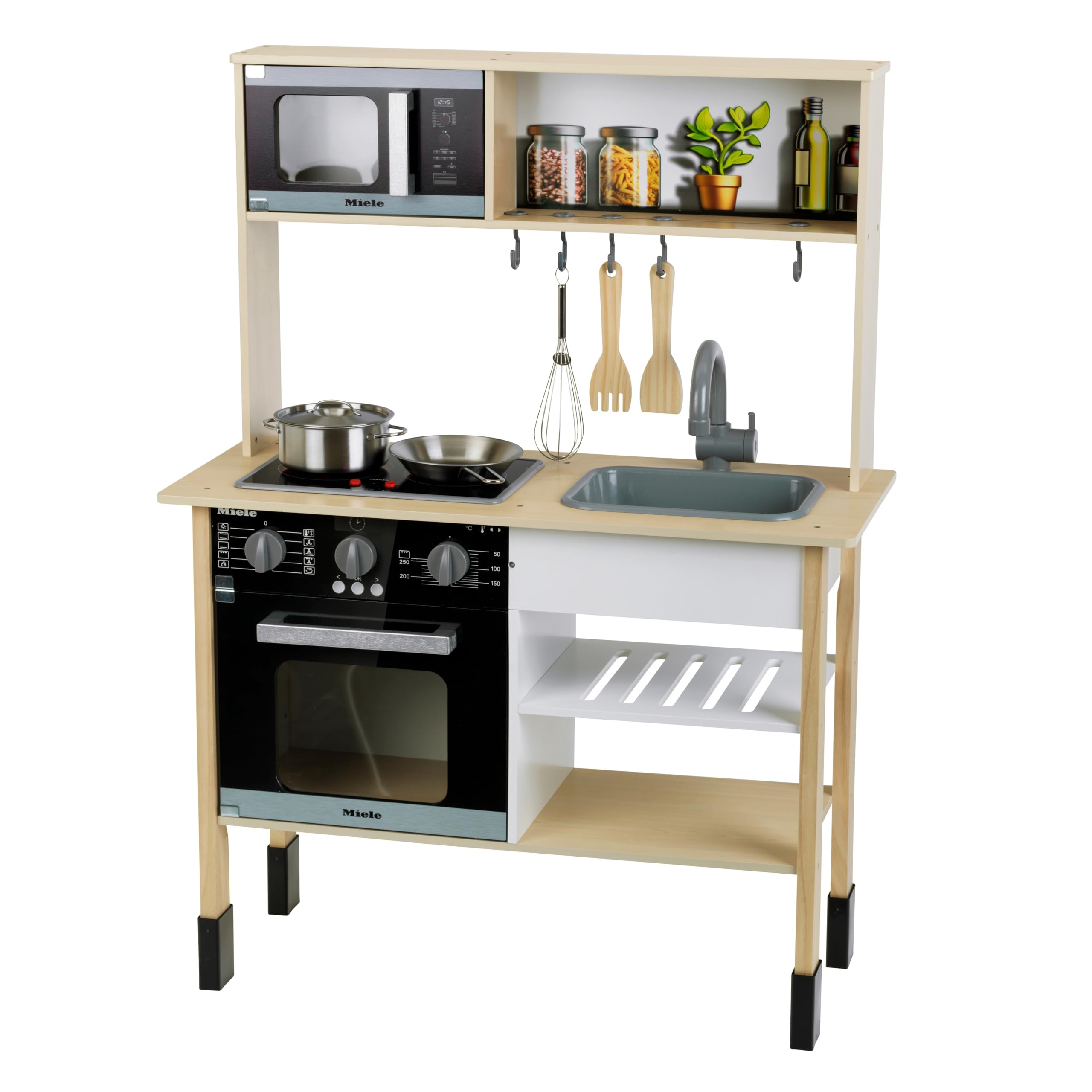Theo Klein 7187 Miele Kitchen I White wooden kitchen incl. hob, with sound and light