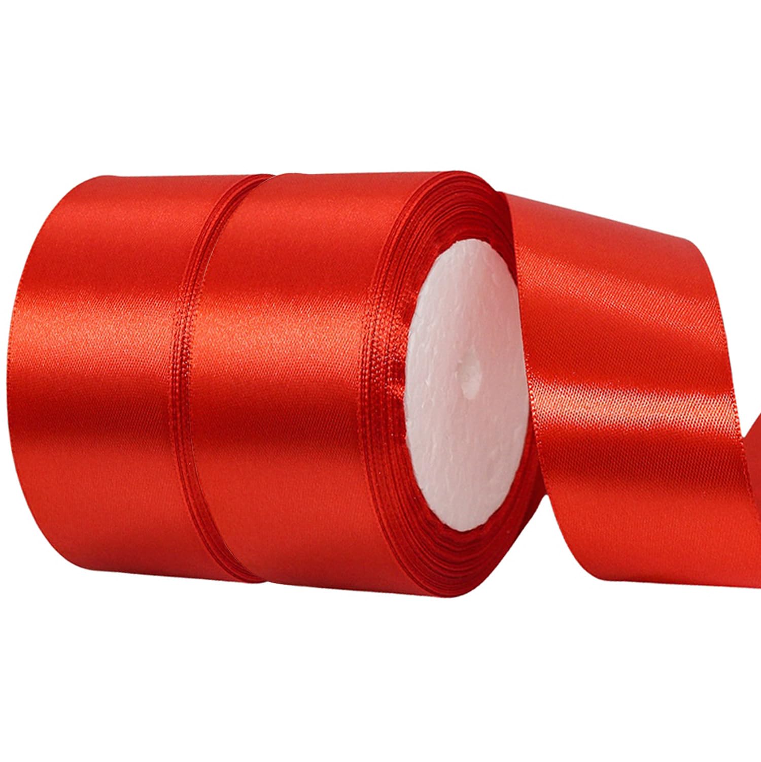Photo 1 of 1 1/2 Inch Red Satin Ribbon,50 Yards Red Ribbon Solid Fabric Ribbon for Gift Wrapping Floral Bouquets Wedding Home Party Decoration