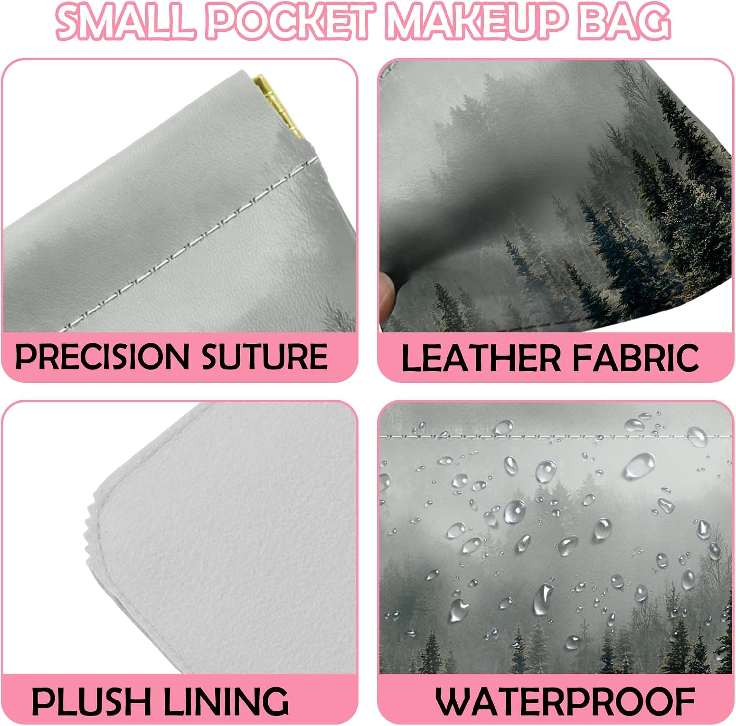 2 PCS Coin Purse Pouch Small Squeeze Soft PU Leather Mini Wallet Change Bag Cute Aesthetic for Women Girls Men-Beach Forest
