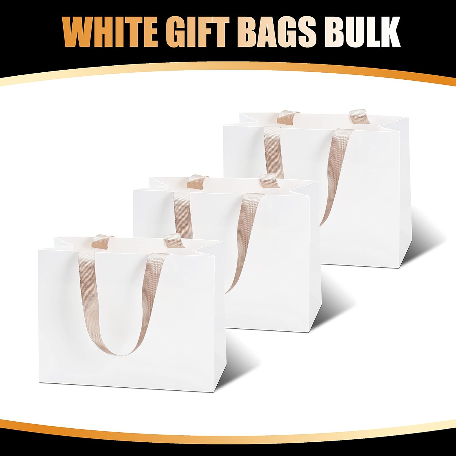 Gift Bags Bulk - 10Pcs 8"x3.75"x6" Small White Kraft Paper Bags With Handles for Shopping, Wedding, Party, Retail - Image 6