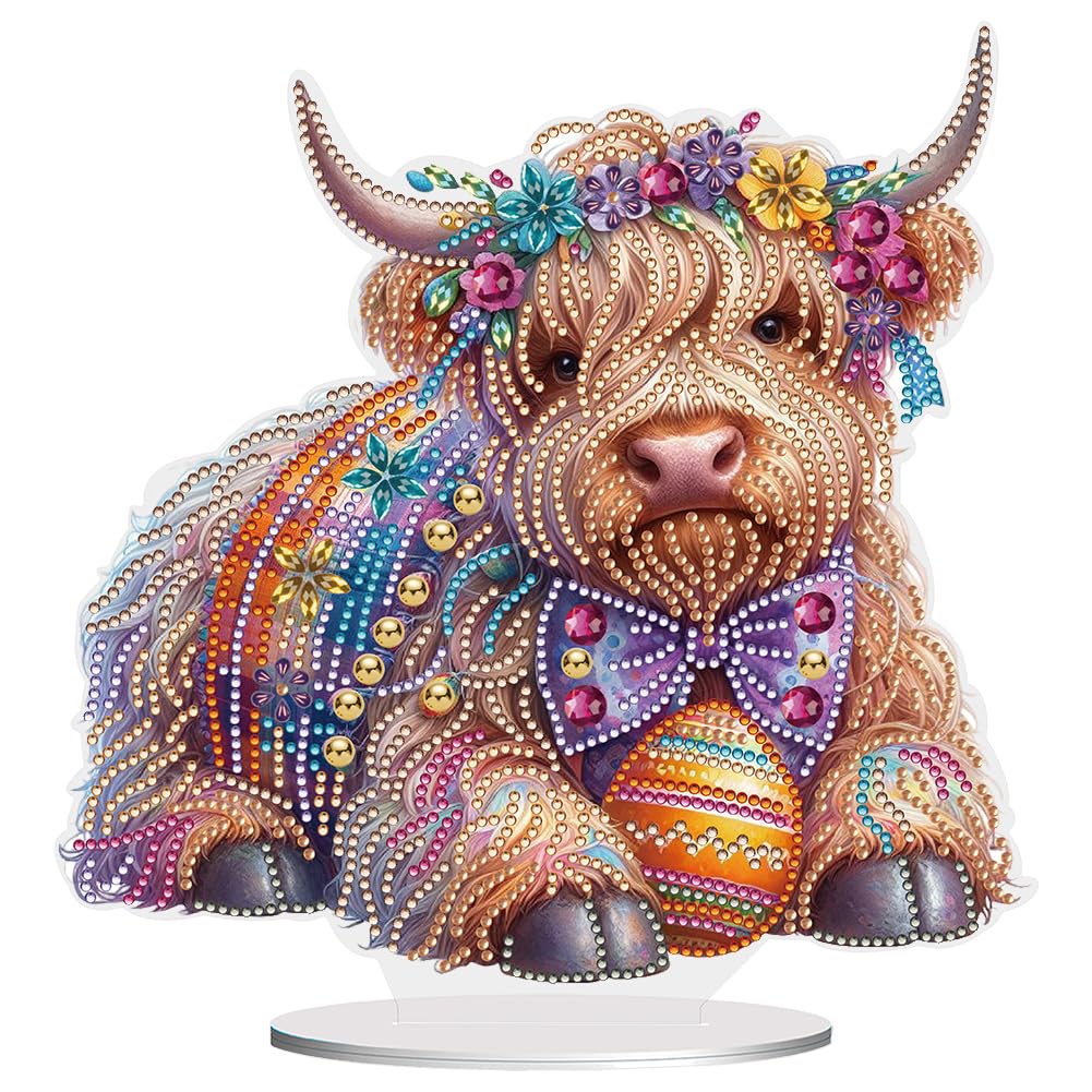 FHTech Store 2D Flat Print Yak DIY Table Top Diamond Painting Ornament Kits Single-Sided Drill Diamond Painting Desktop Ornaments Kit Special Shape