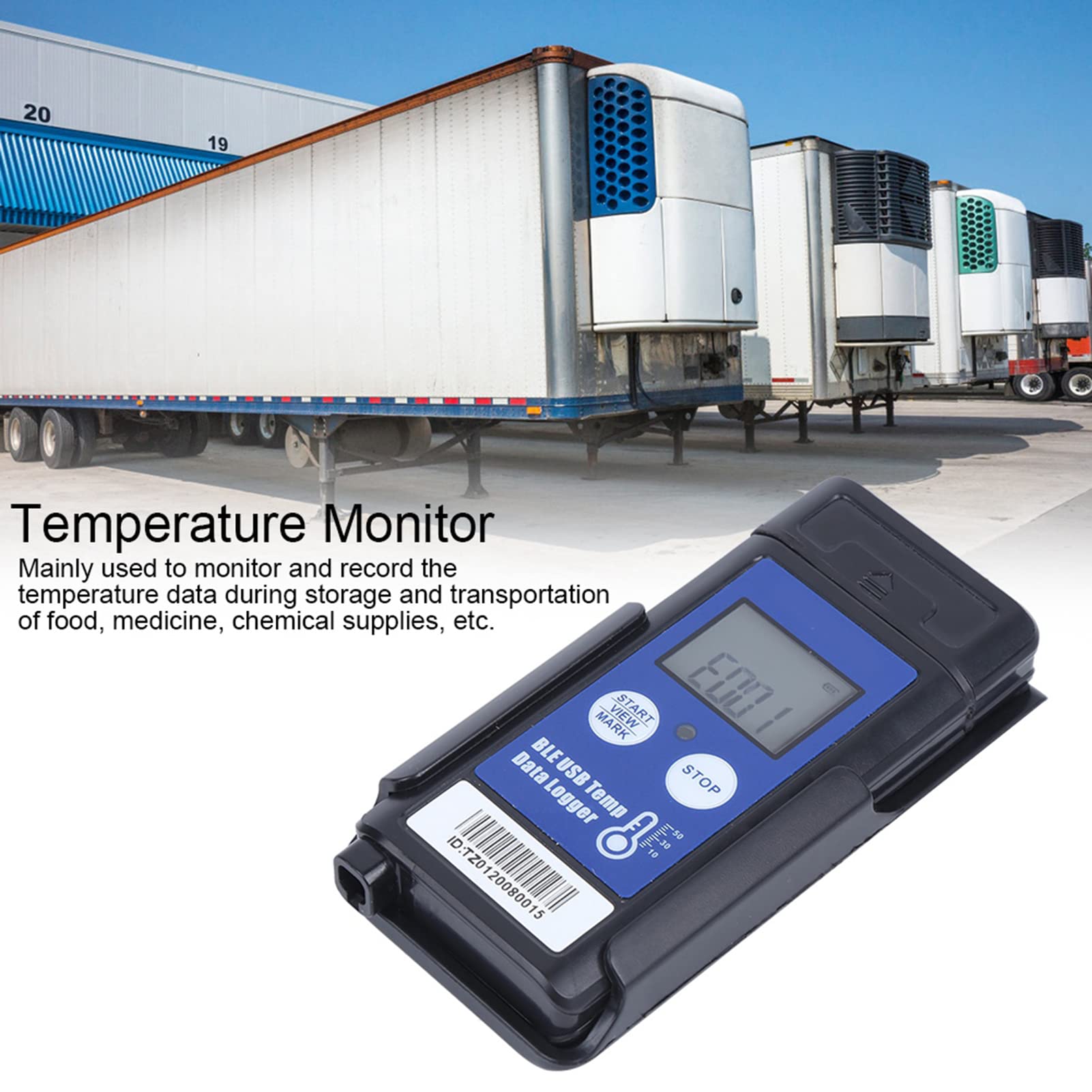 Generic Monitor Registrador de Temperatura USB con Bluetooth, Registrador de Datos para Transporte en Cadena de Frío con Sensor de Termistor Externo