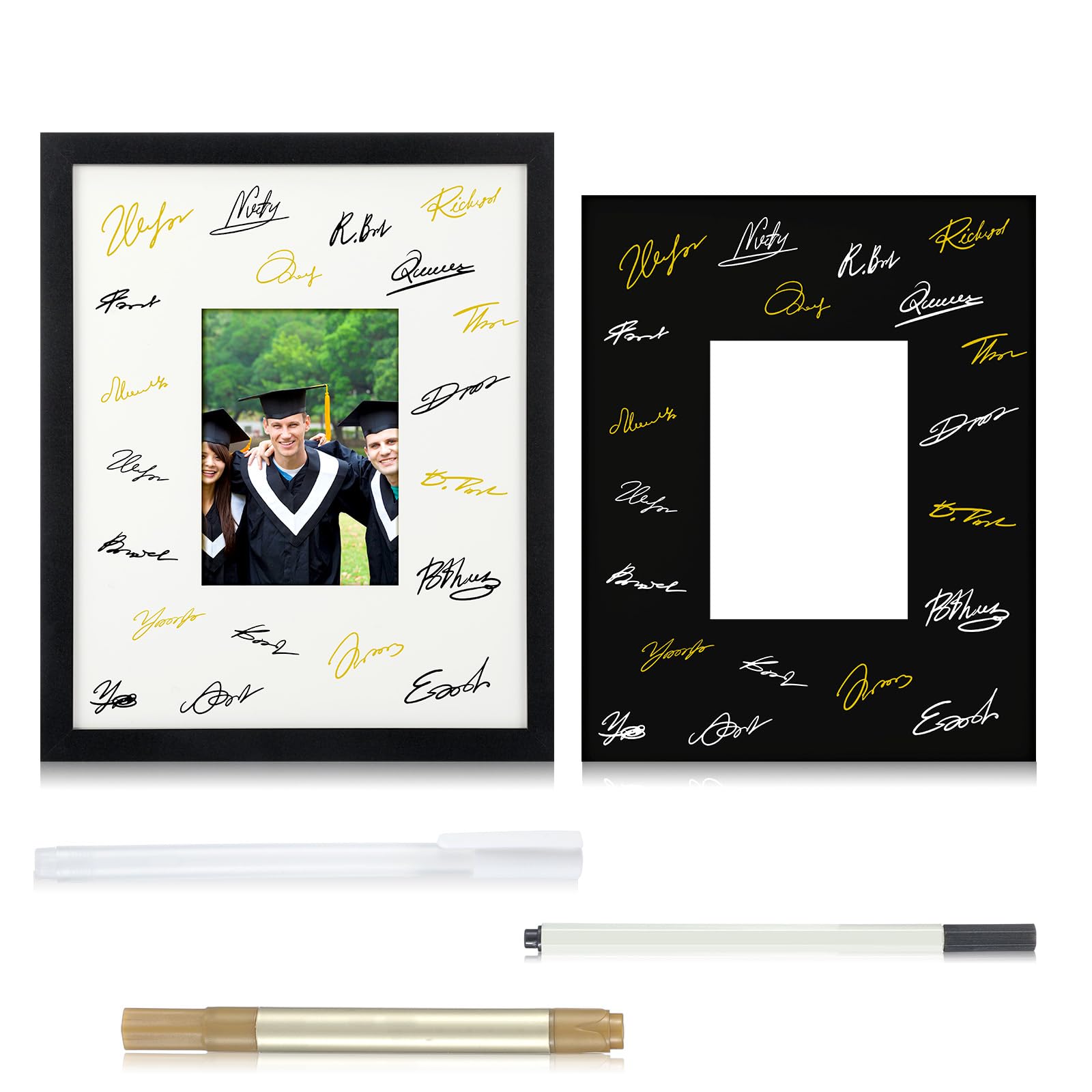 Cadre photo de 28 x 35,6 cm avec tapis blanc et noir pour livre d'or mural