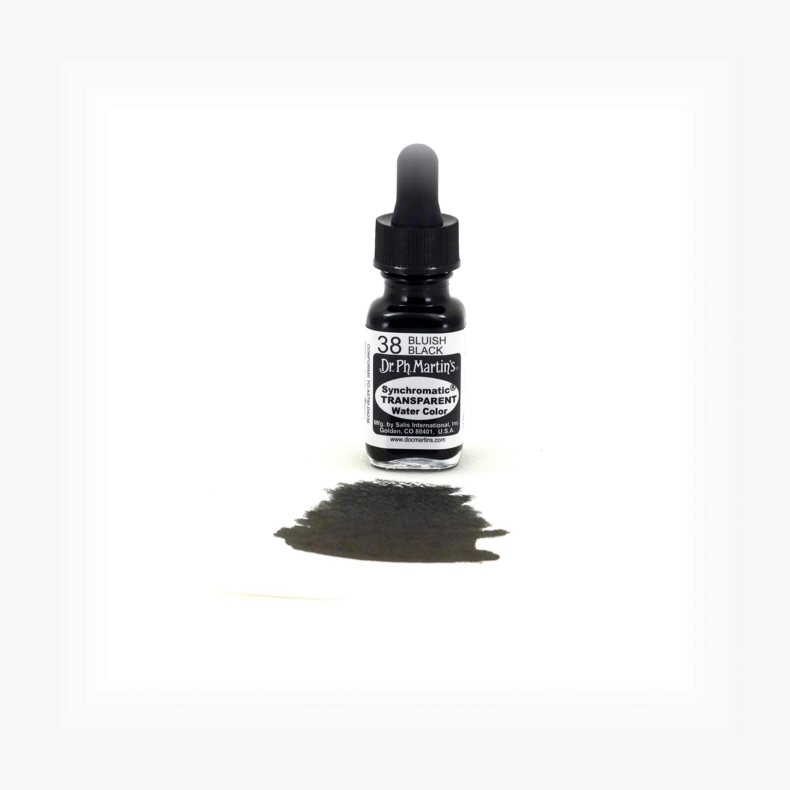 Dr. Ph. Martin's Synchromatic Transparent Water Color, 0.5 oz, Bluish Black (38) - Image 2