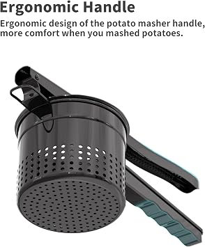 Livilord 15oz Potato Ricer, Stainless Steel, Large 3mm Press Holes, Black | Ergonomic Handle, 18/10 Stainless Steel Kitchen Tool, Dishwasher Safe, For Vegetables, Food Puree