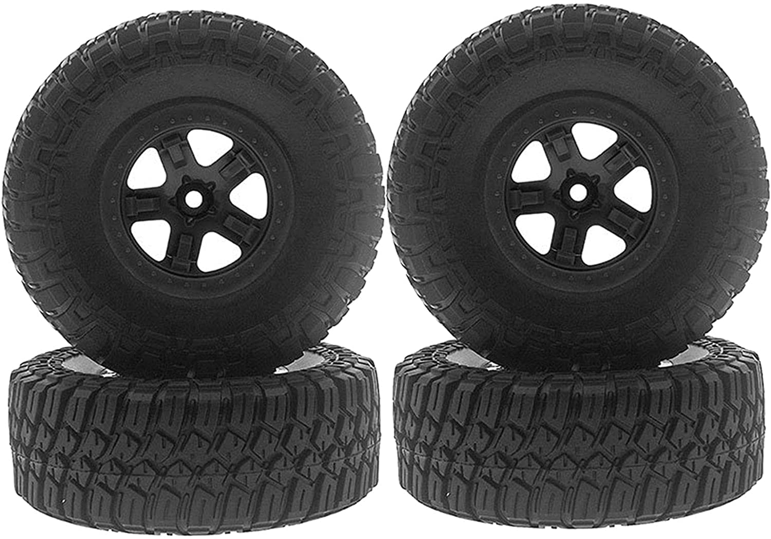 YAKESTYLE RC- 4-Pack OD 120mm Width Rubber RC Car Tires & Wheel Rims Fit for Stampede Slash VXL XL5 2WD 1:10 RC Short Course Truck Spare Parts Accessory - Black