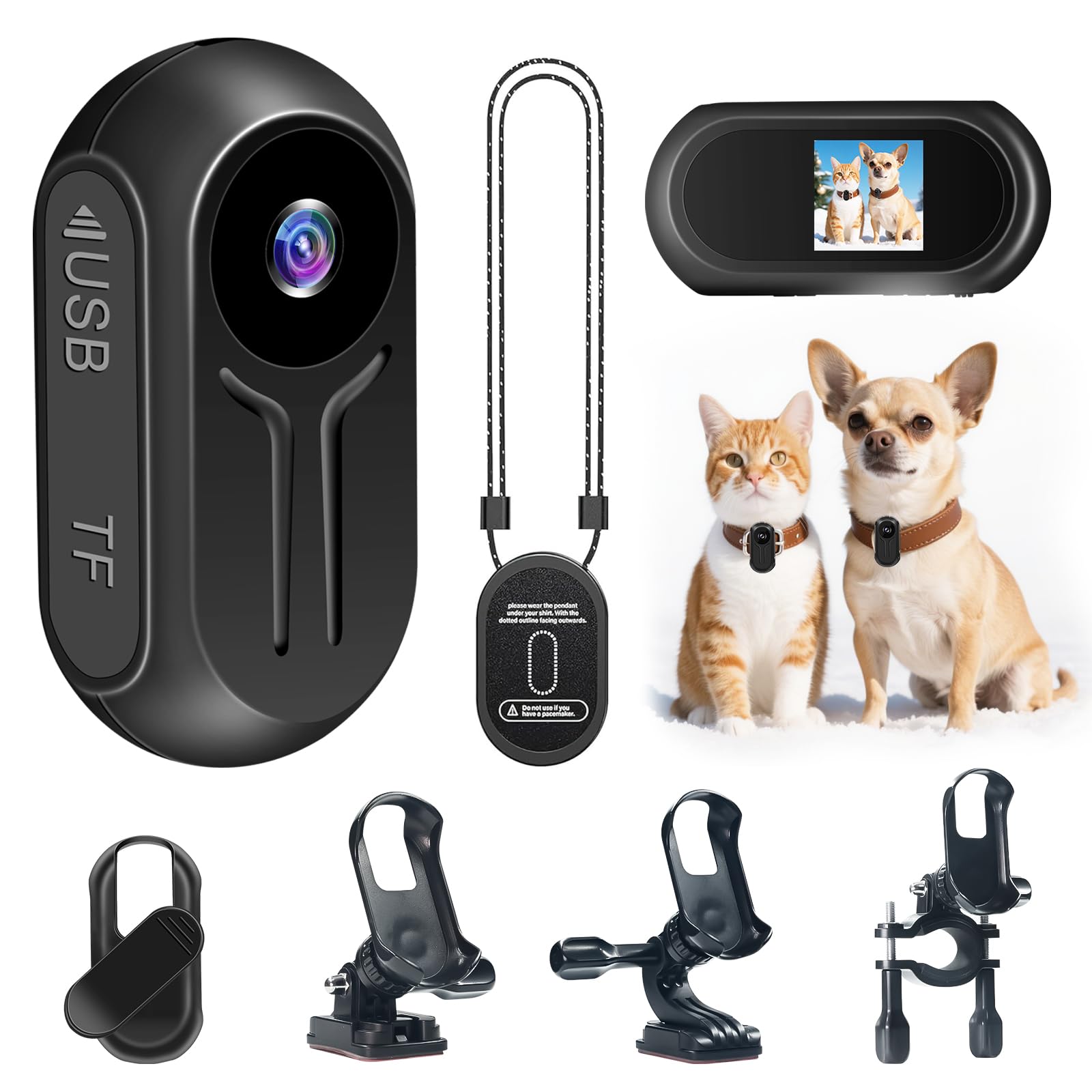 Action Camera, Mini Telecamera d'azione HD 1080P | Action Camera da Casco Sportivo a 120° con Schermo Magnetico e Display, Visione Notturna Automatica, Registrazione in Loop