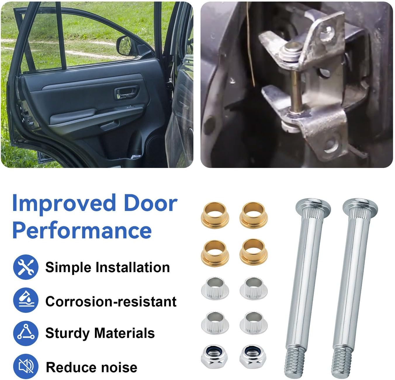 Door Hinge Pin and Bushing Repair Kit Compatible With 1994-2004 Mustang 1988-2002 Continental 1982-2011 Town Car 2003-2005 Aviator & Multiple Models Replaces 703-270 38438