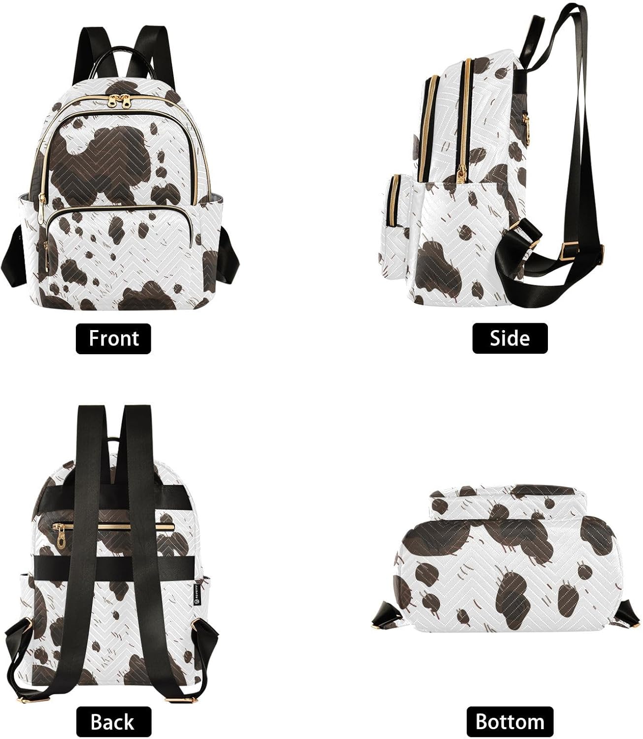 ZAZYXTJ Cow Print Backpack Purse for Women Quilted Mini Fashion Backpacks Lightweight Travel Casual Backpack S - Image 2
