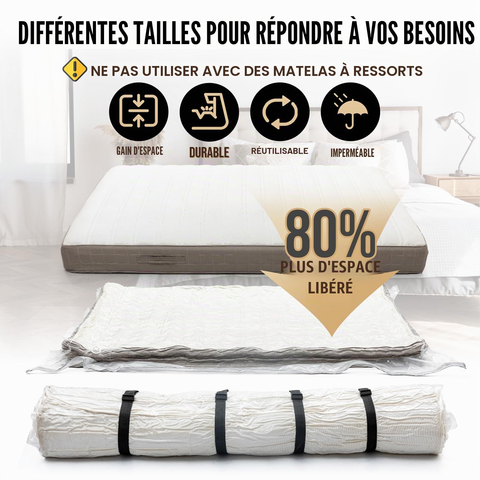 TAILI Sac de Rangement Sous Vide pour Matelas Extra Large, 230 x 135 CM | Pour le Déménagement et le Rangement, Sac Réutilisable Super King Size, Économisez 80% d'Espace
