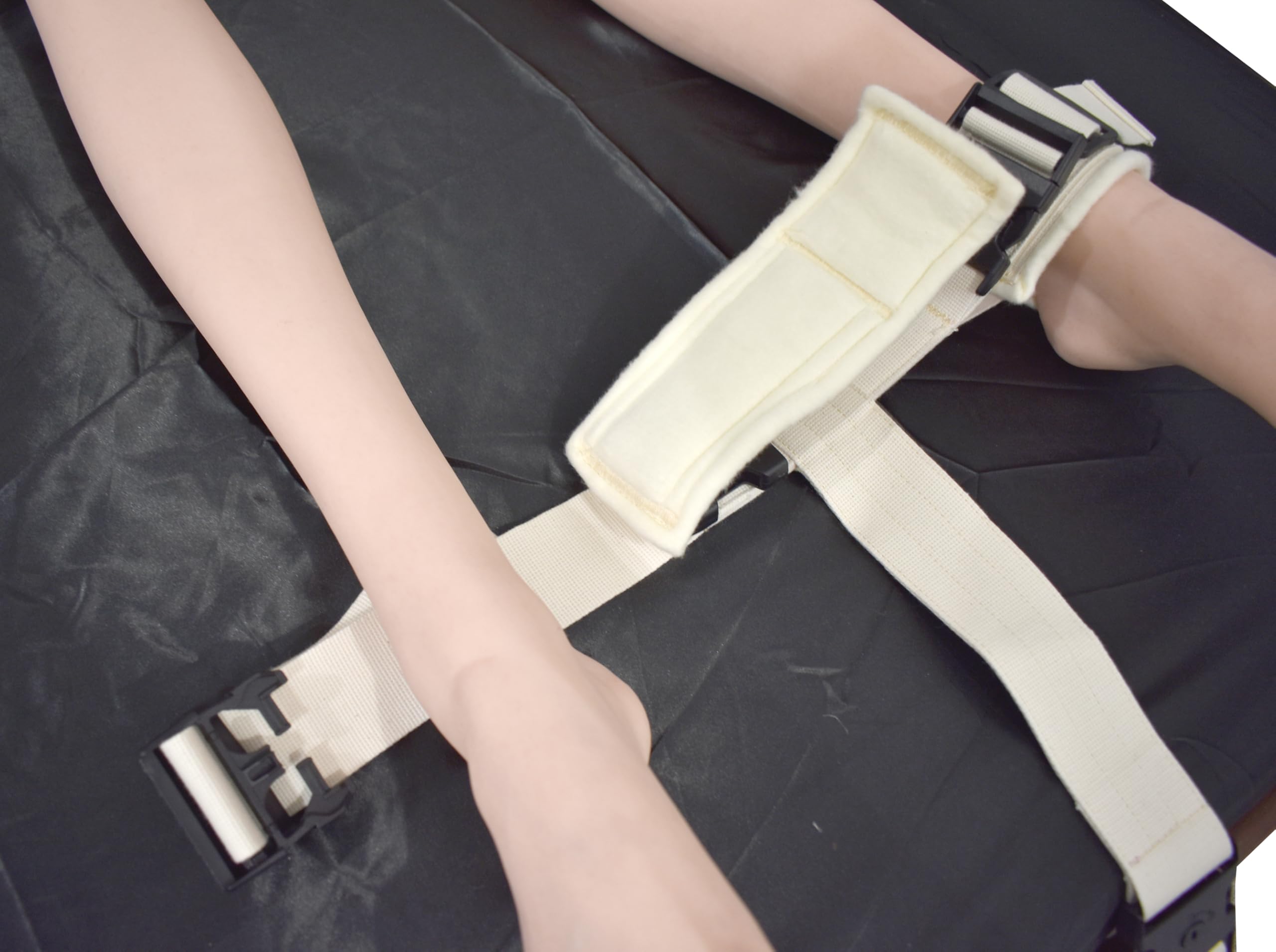 Menottes de lit cliniques verrouillables avec fermeture à clic, coton doux, menottes de pied ou de main BDSM Bondage, réglables et verrouillables avec clé