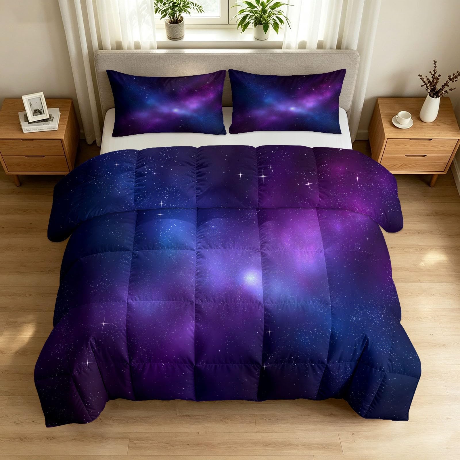 Bettdecke 135x200cm 4 Jahreszeiten, Universum Nebula Galaxie Vierjahreszeiten Steppdecke, Hautfreundlich Ganzjahresdecke Weltraum Sci Fi Design Bettdecke ohne Bezug Waschbar mit 2 Kissenbezug