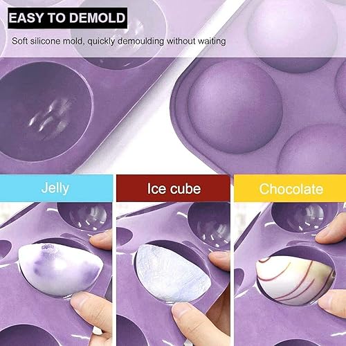 Miniatura 3 de Molde de silicona semiesfera de 6 cavidades para hacer bombas de chocolate caliente, pasteles, gelatina, pudín, jabón hecho a mano, molde de media