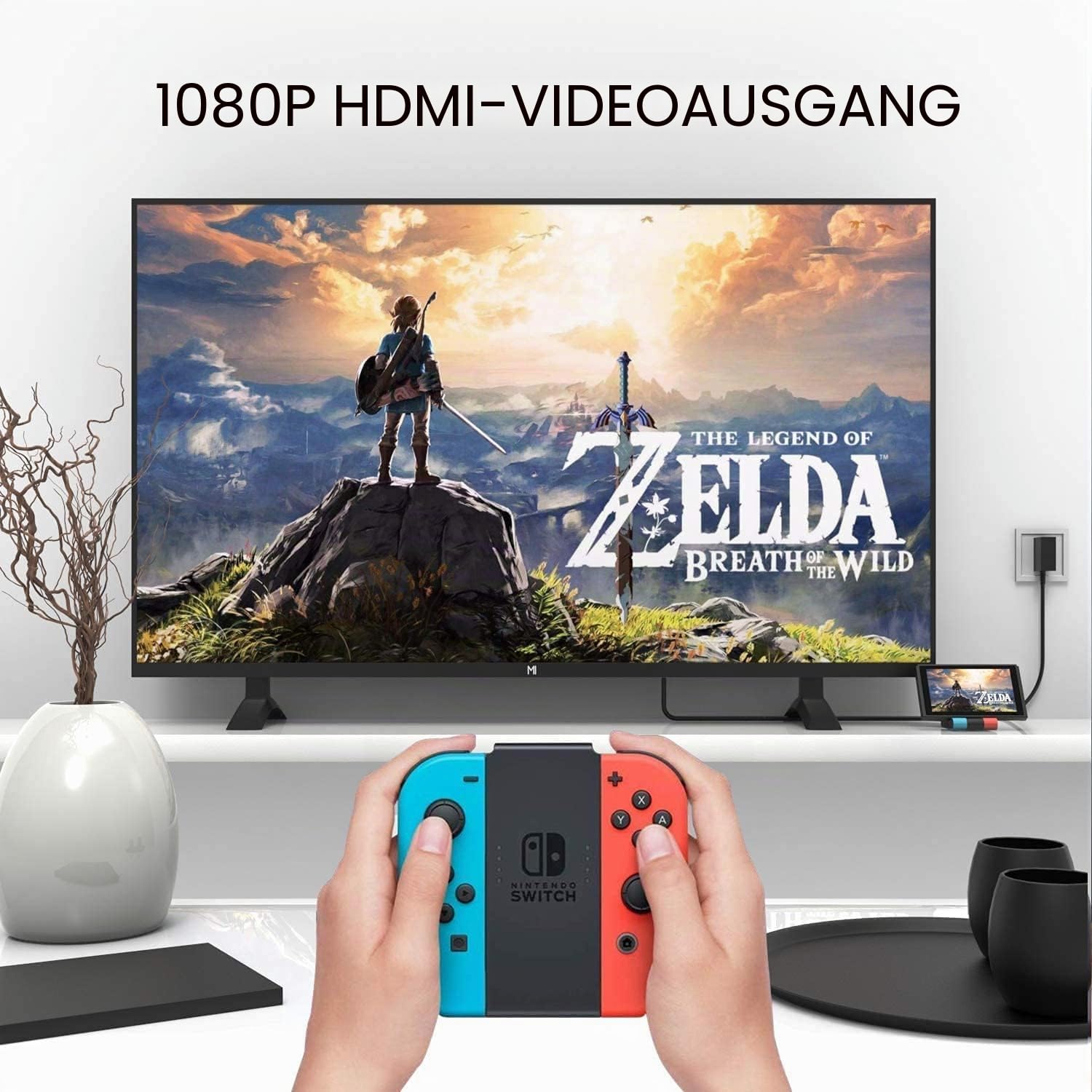 Switch TV Dock,Docking Station für Nintendo Switch/Switch OLED, Faltbare Typ C zu HDMI Adapter Switch Ladestation mit 4K HDMI Schnittstelle und USB 3.0 Port