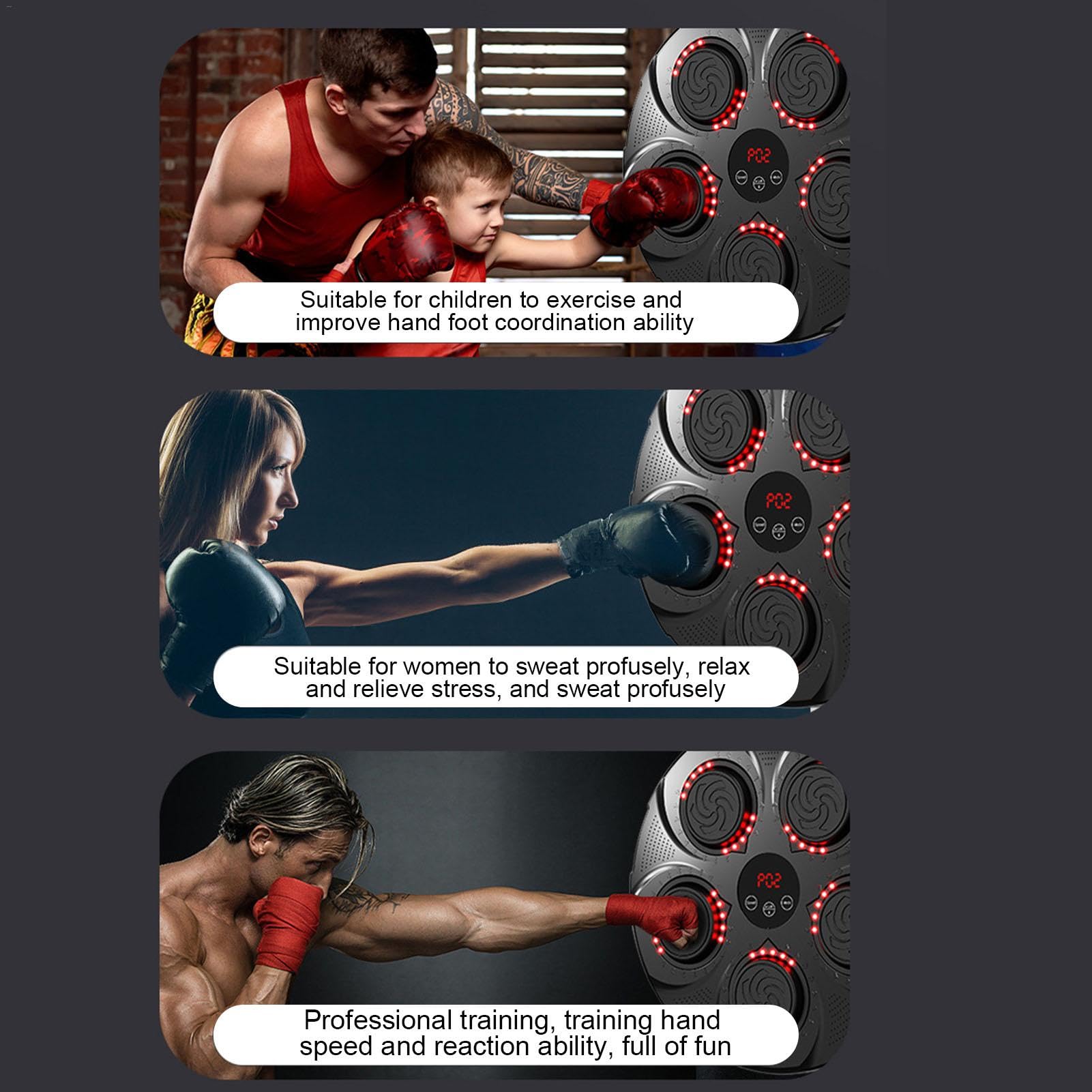 Máquina de boxeo musical | Boxeador de música inalámbrico electrónico, objetivo de boxeo, equipo de perforación con modos de luz, máquina de entrenamiento con velocidad ajustable para principiantes | Máquina de entrenamiento Equipo de perforación de veloc