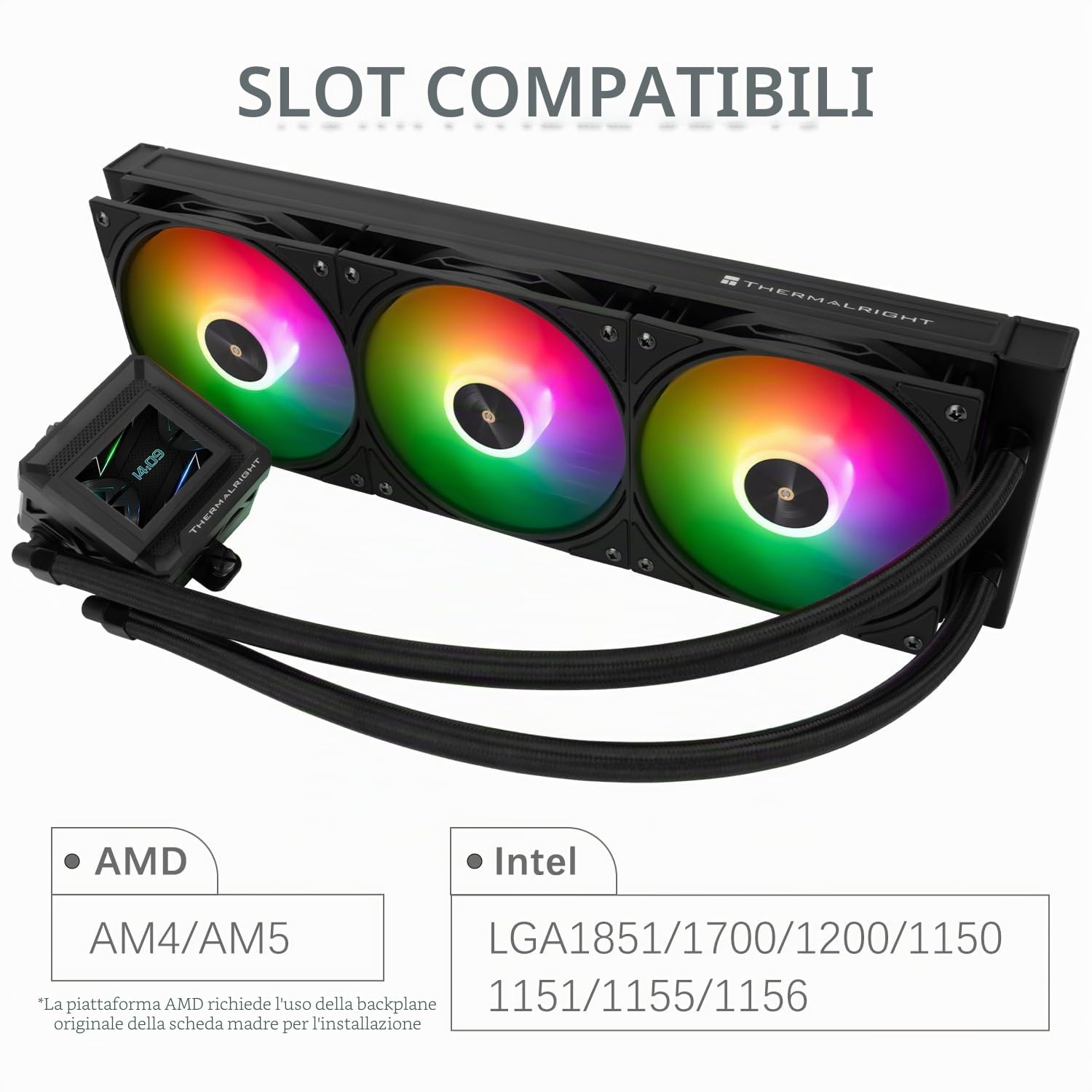 TR-Thermalright FW360 SE Black ARGB Liquid CPU, schermo LCD IPS da 2 pollici con risoluzione 320 x 240, magnetico, tema dello schermo fai da te, per AM4/AM5, LGA1851/1700/115x
