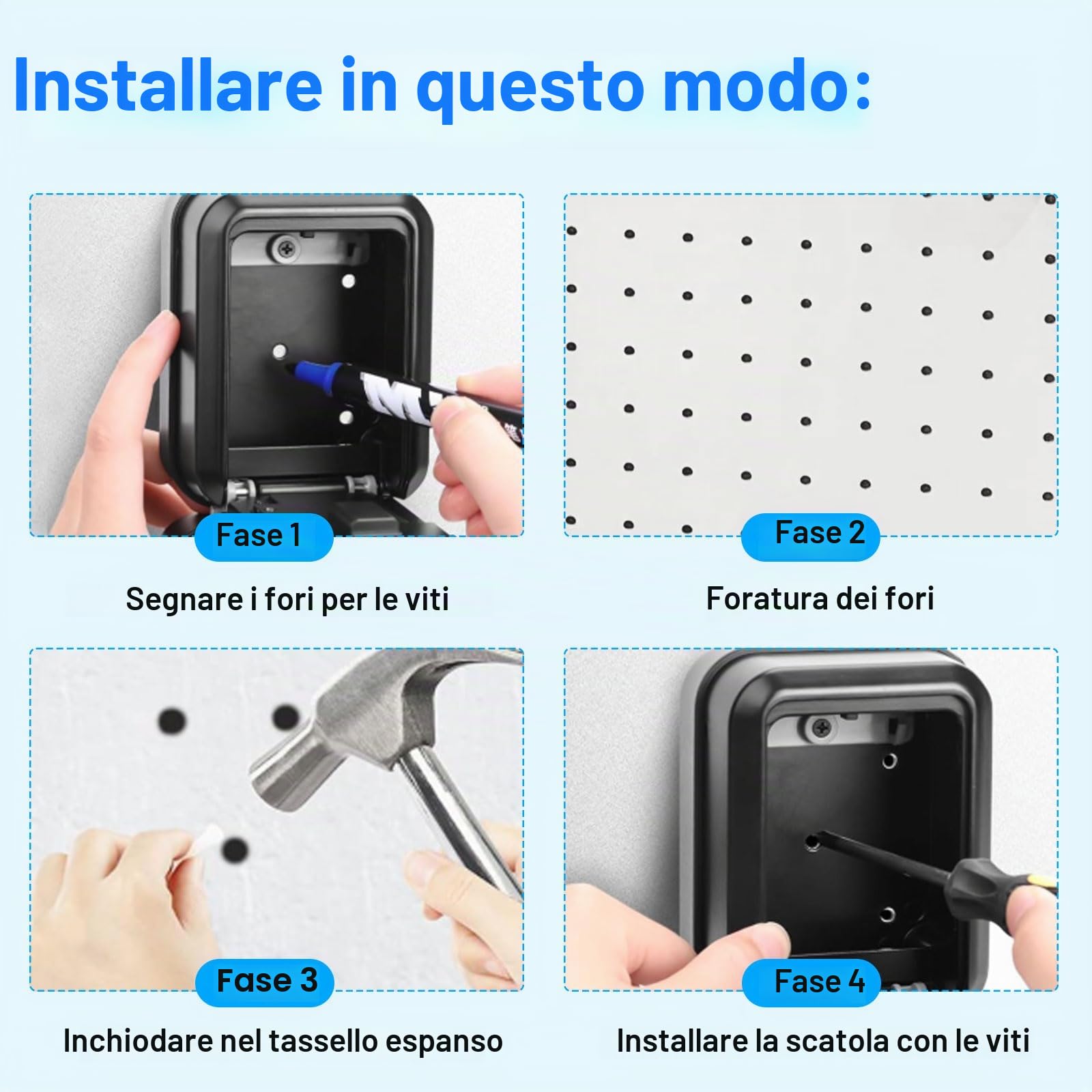 Smart Key Box, Bluetooth Lock Box supporta app TTLock e codice PIN, cassaforte con codice numerico a 12 cifre, adatto per esterni e impermeabili