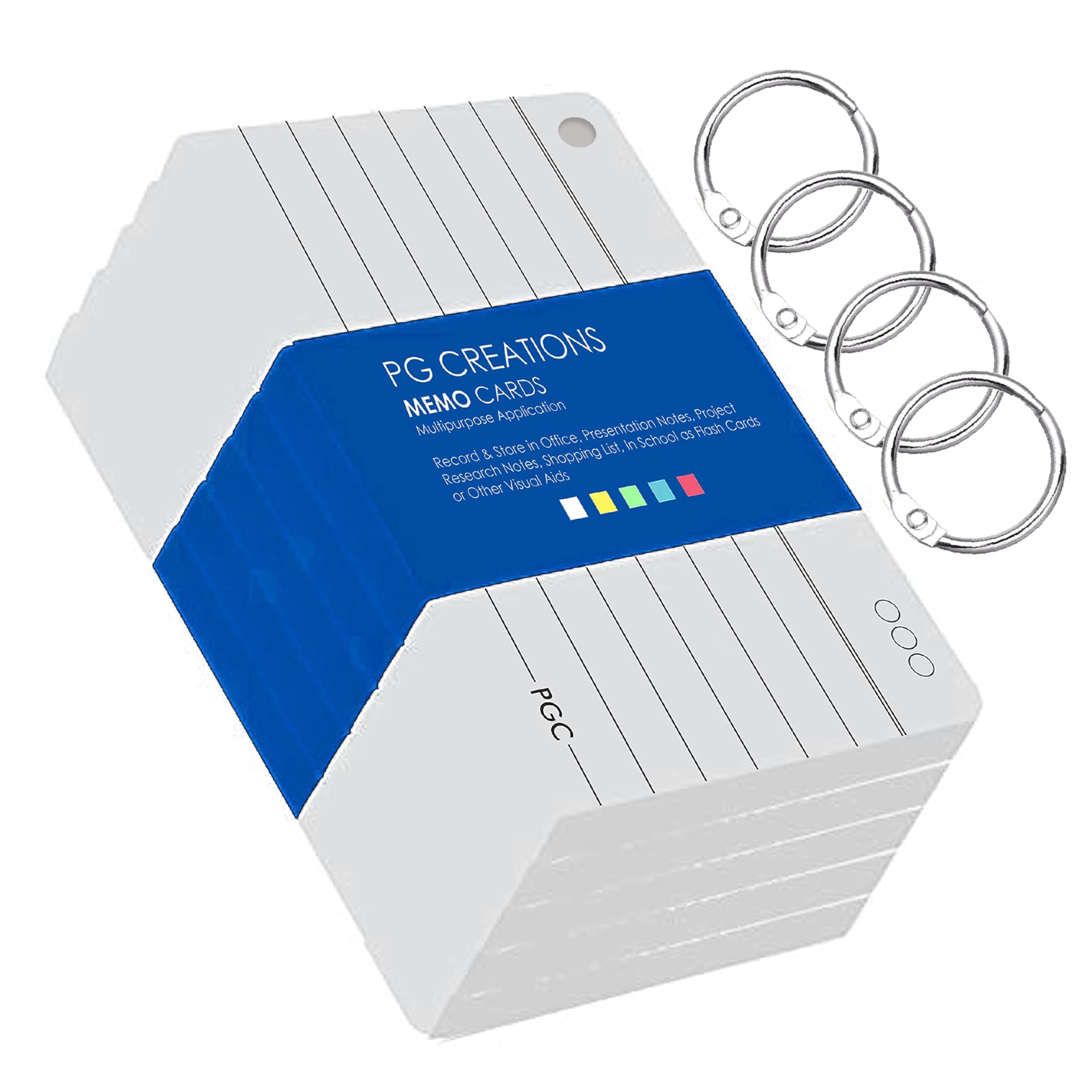 Pre Punched Ruled Index Flash Cards with Binder Rings, Both Side Ruled, 3x5 Inch, Medium Size, 200 Gsm Ivory Cardstock, White, Pack of 100 Sheets with 2 Rings-image-41